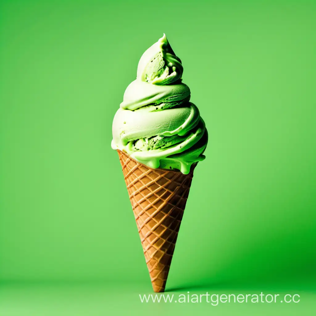 зеленое мороженное в рожке
