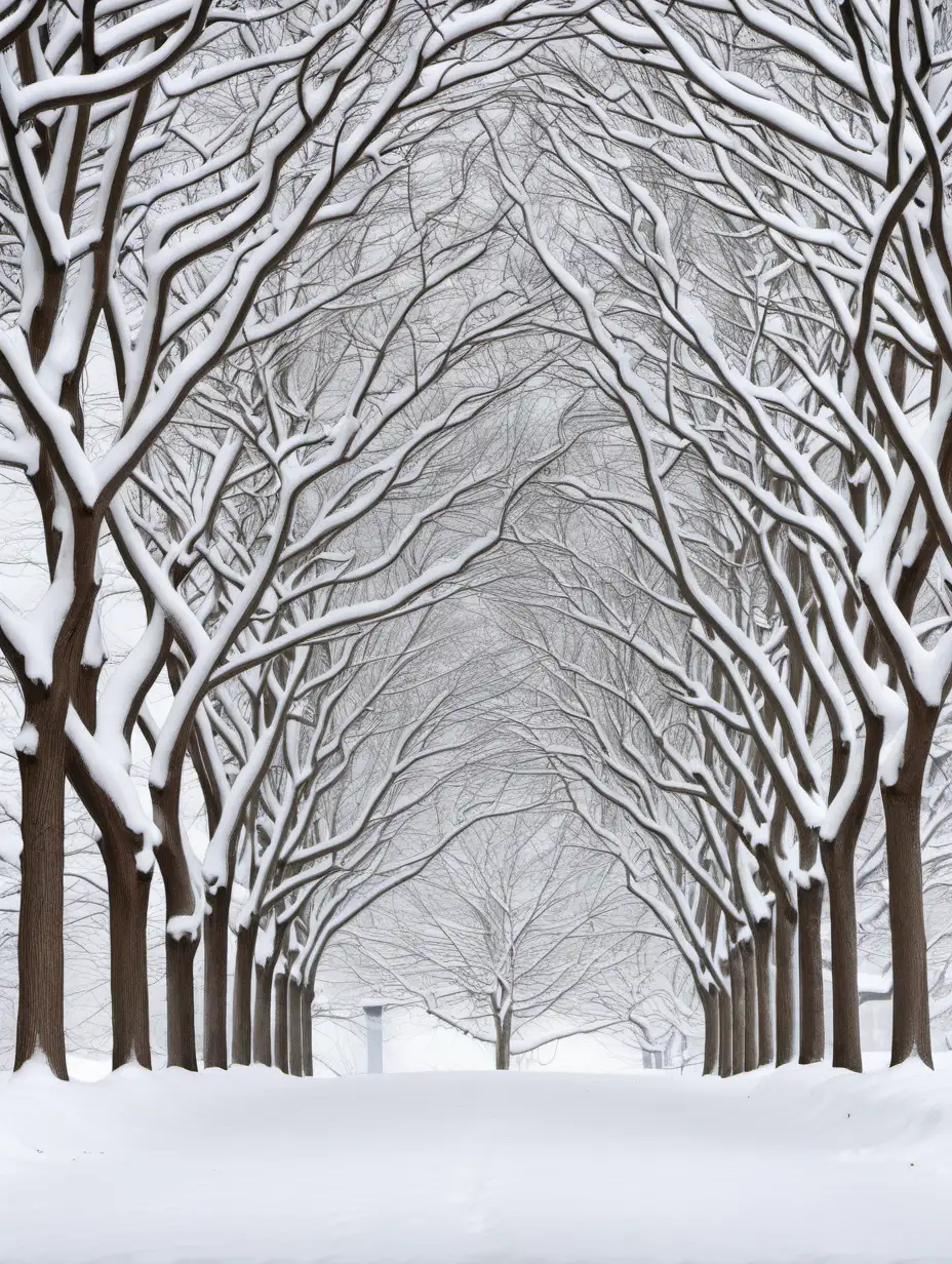 Snowy Park Landscape with Trees