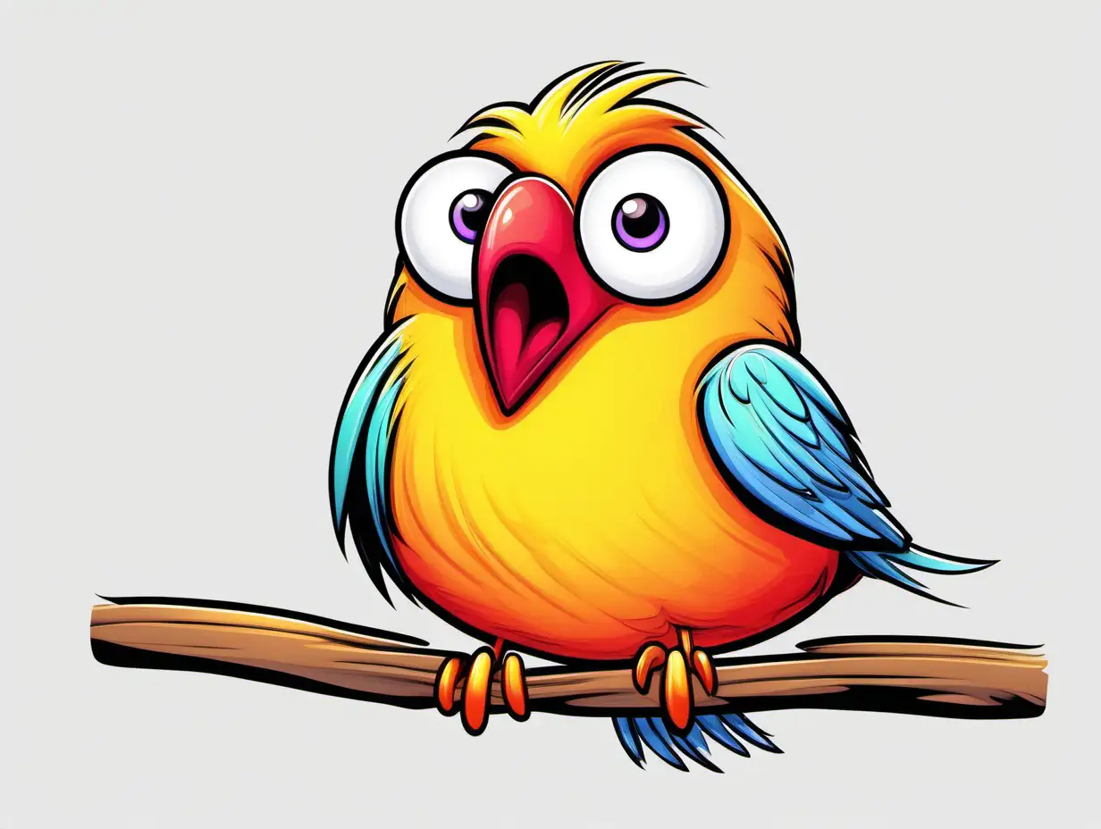 Sleepy Cartoon Bird in Vibrant Colors Cozy Caricature Clip Art for TShirt Graphics