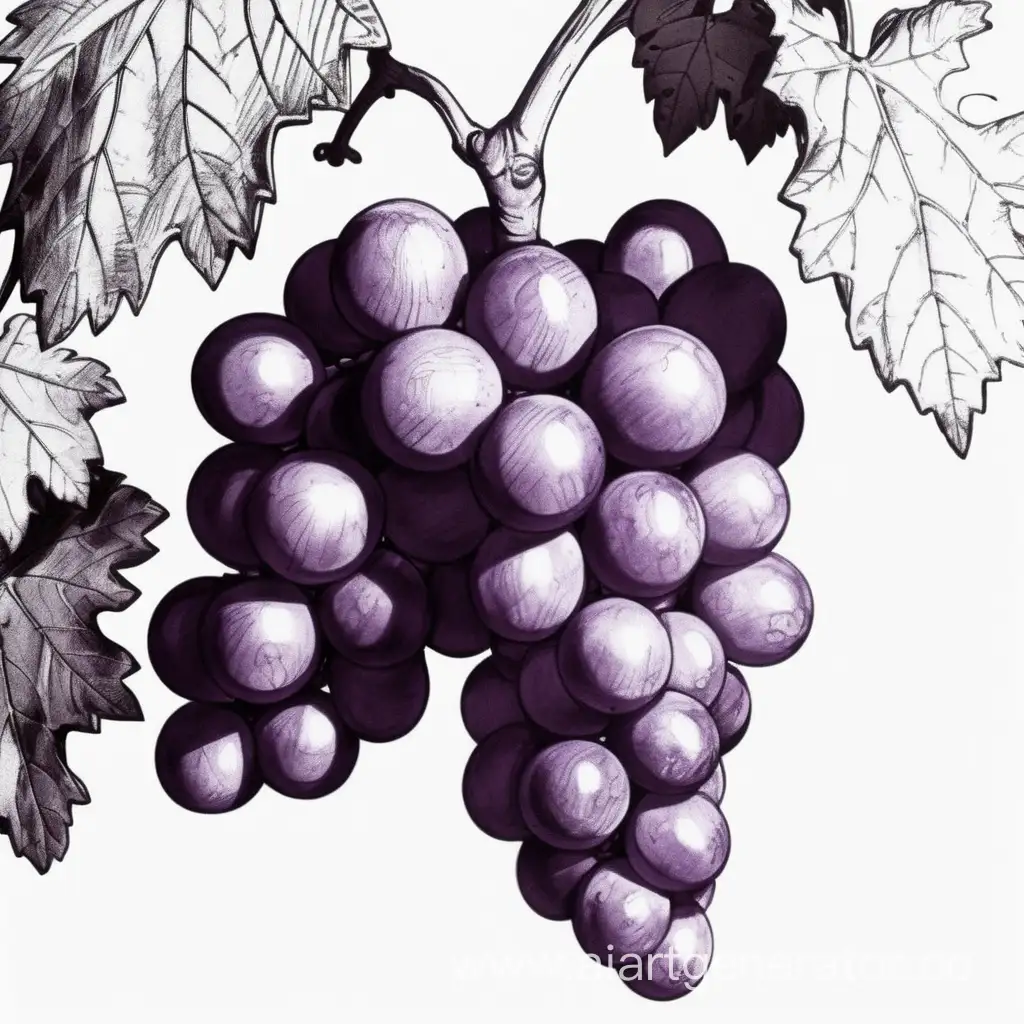 Lush-Grapevine-Sketch-Vibrant-Illustration-of-Grapes
