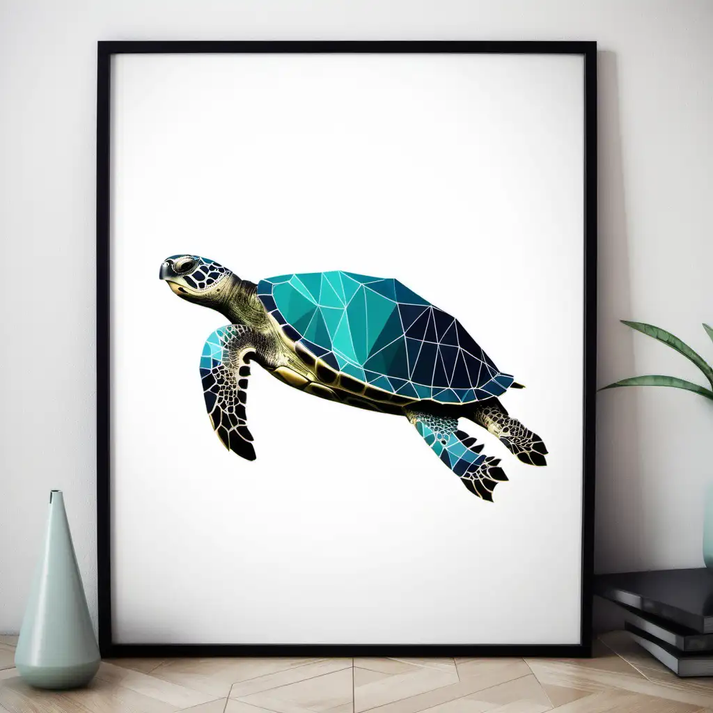 Abstract Geometric Turtle Art Poster for Modern Interiors