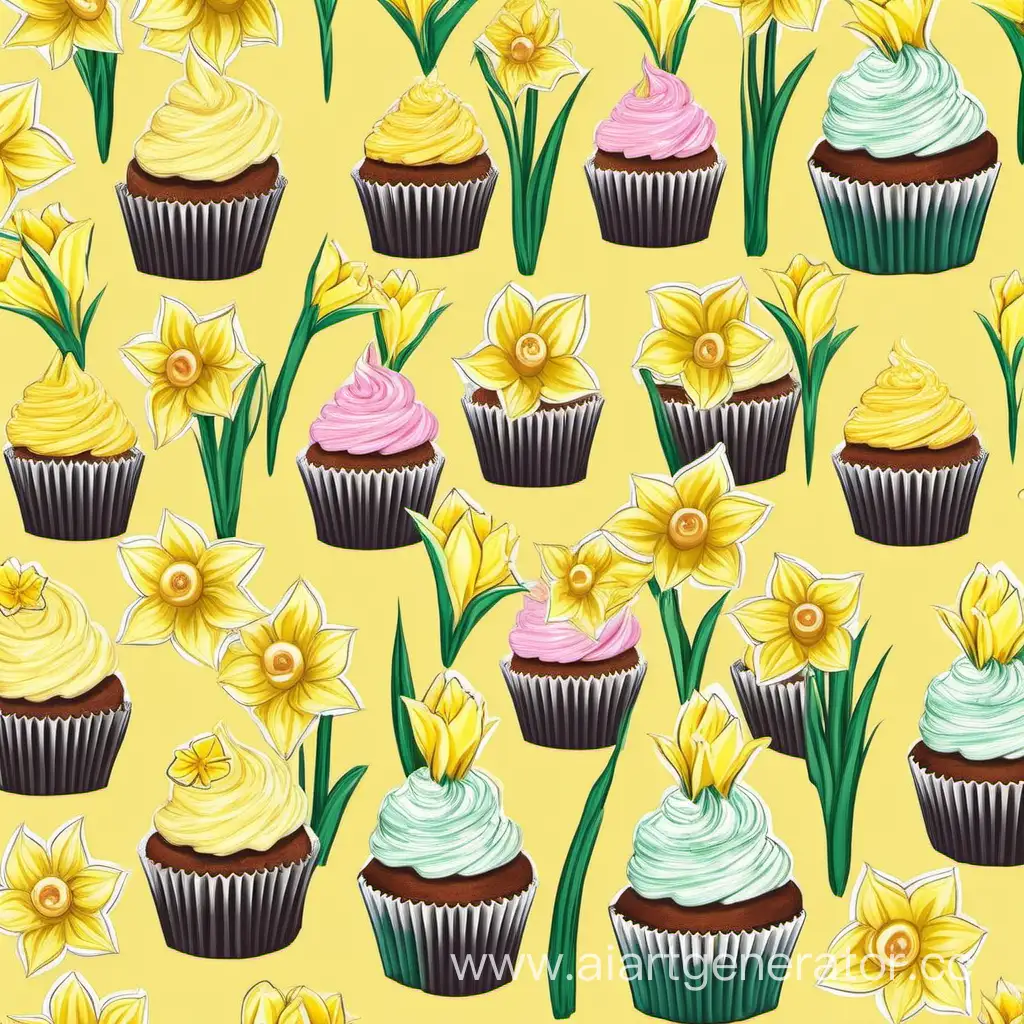 Delightful-Cupcake-and-Daffodil-Desktop-Wallpapers-for-Pastry-Shop-Enthusiasts