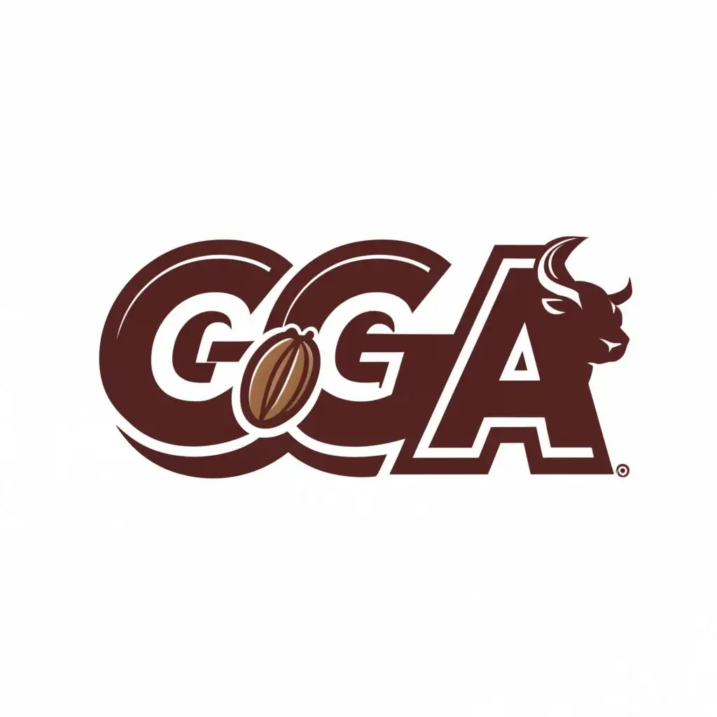 a logo design,with the text "CGA", main symbol:Cocoa, bull,Moderate,clear background