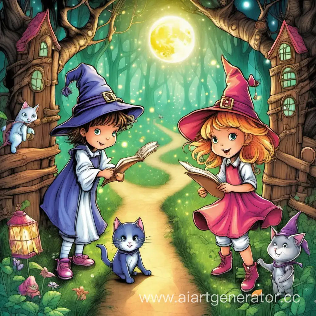 Kitty-and-Puppy-Discovering-a-Mysterious-Map-in-the-Enchanted-Forest