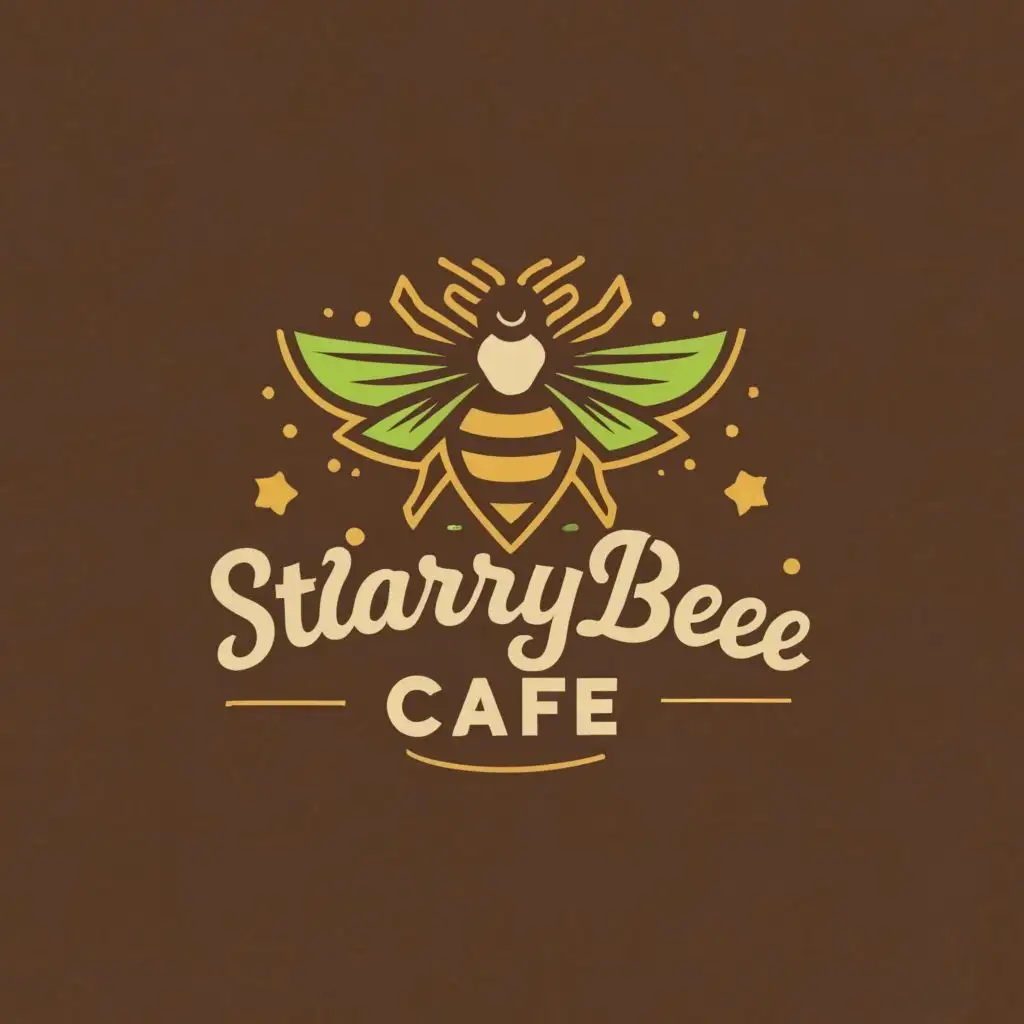 LOGO-Design-For-StarryBee-Cafe-Aesthetic-Bee-Holding-Star-on-Brown-Background