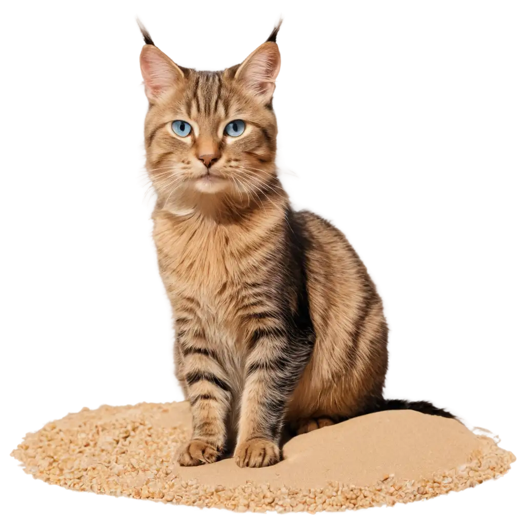 Majestic-Desert-Cat-on-Blue-Sky-and-Sands-Captivating-PNG-Image-for-Online-Content