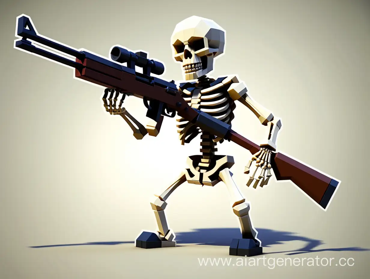 Voxel skeleton with mosin rifle