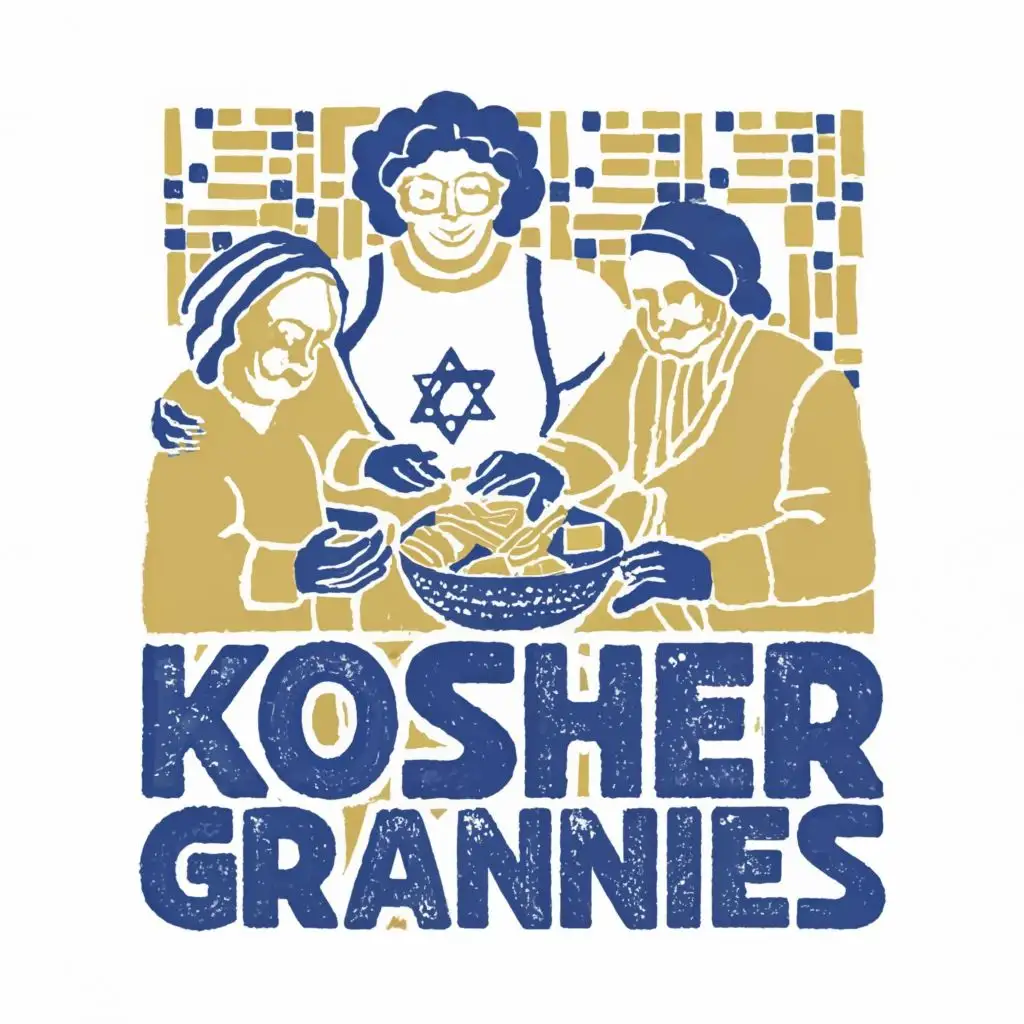 LOGO-Design-For-Kosher-Grannies-Vibrant-Yellow-Blue-Palette-with-Portuguese-Tiles-and-Automotive-Flair