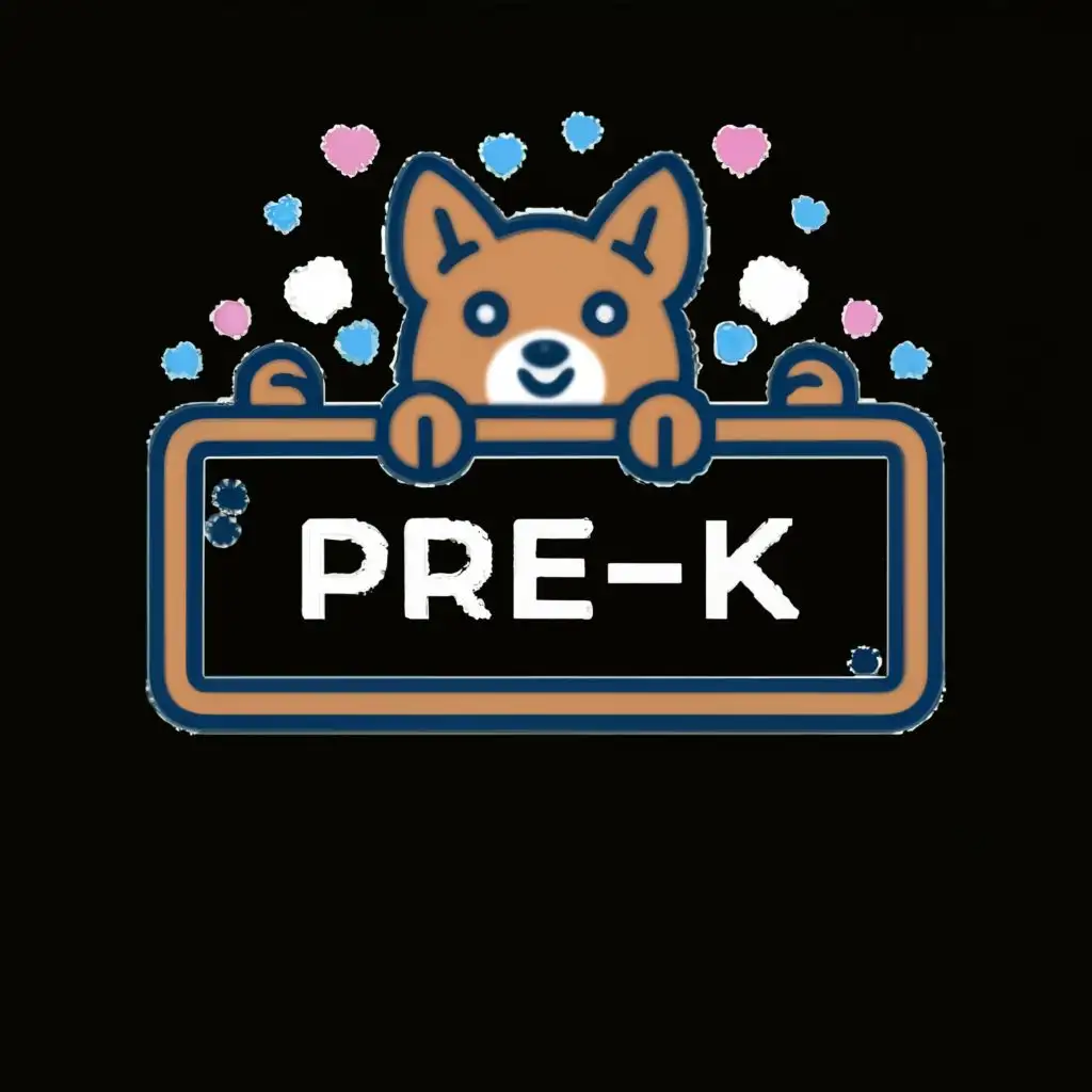 logo, rectangular 1 by 3 inch fancy website button - use dog theme, with the text "Pre-K", typography, be used in Education industry