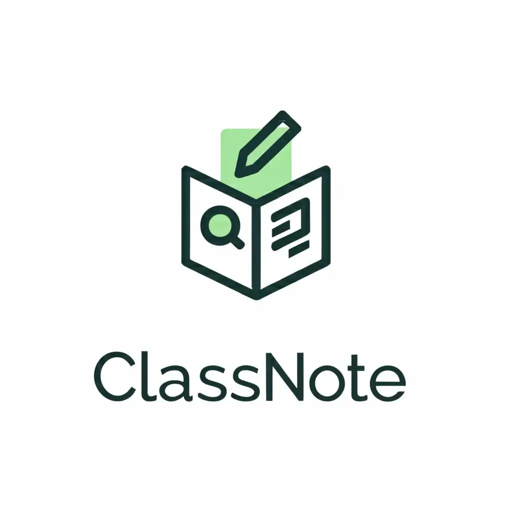 a logo design,with the text "Class Note", main symbol:Book or teacher or bord,Moderate,be used in Education industry,clear background