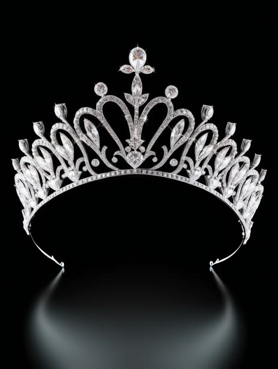 Elegant Diamond Tiara Miss Pageant Contestant Headpiece