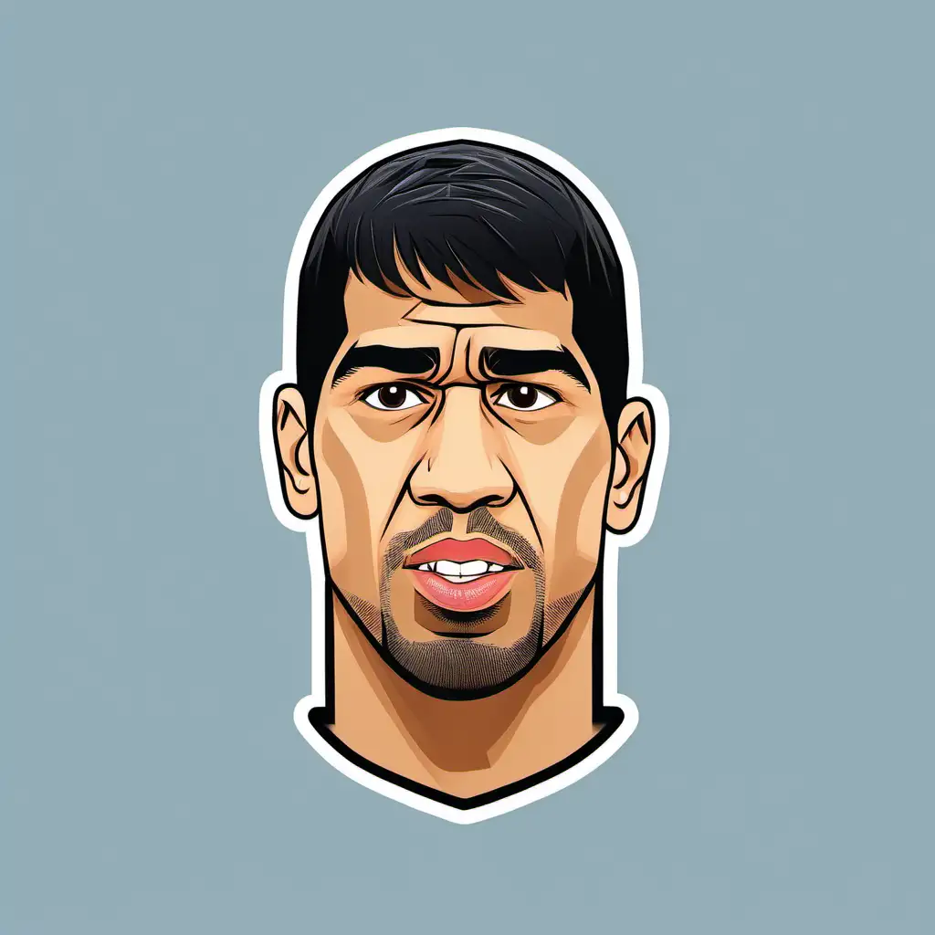 Luis Surez Cartoon Head Icon Playful and Vibrant Football Illustration