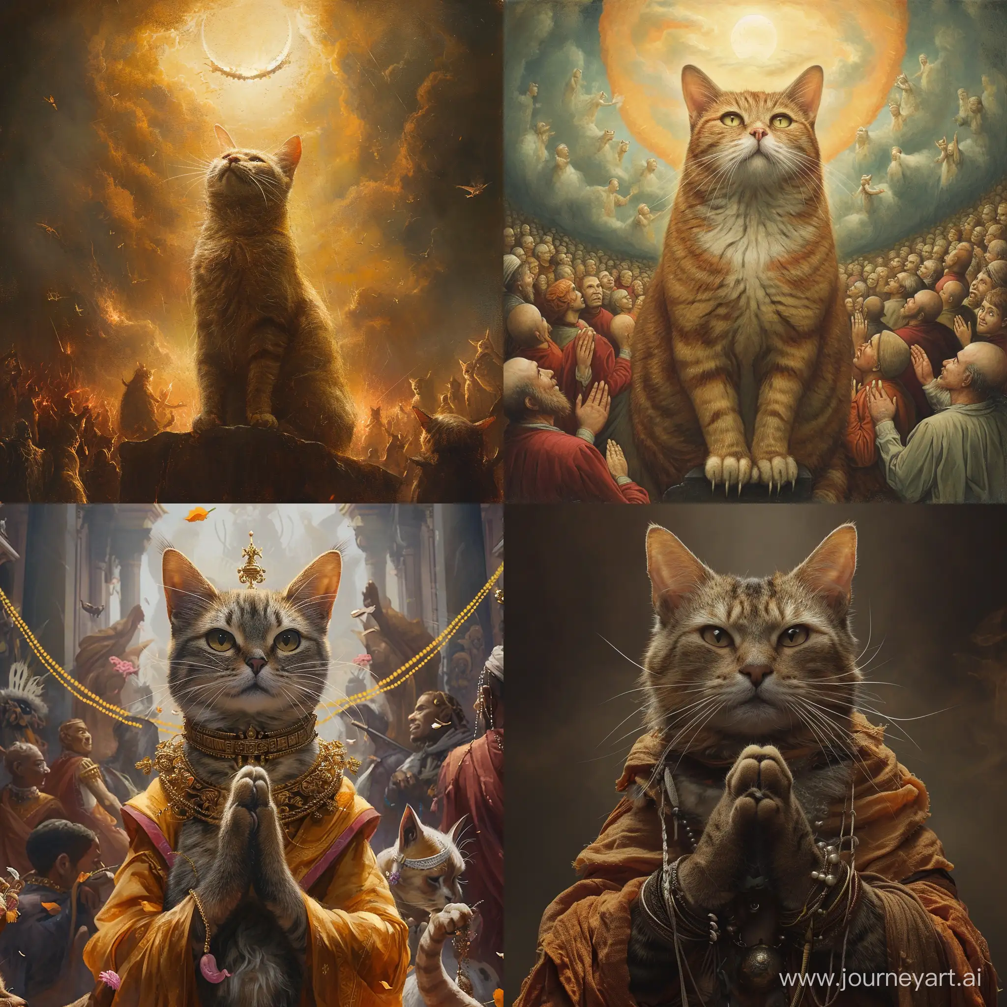 God in the form of a cat, people worship a cat