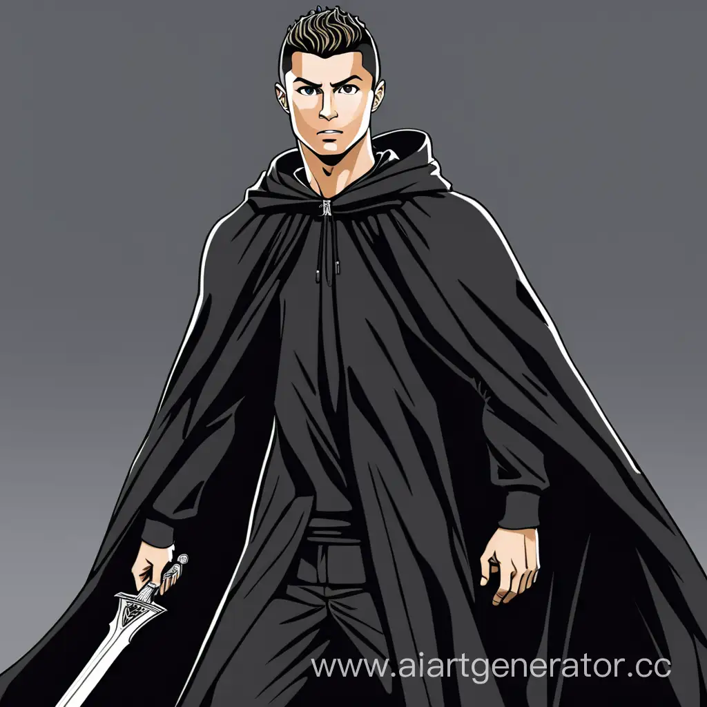 Cristiano-Ronaldo-Anime-Character-in-Stylish-Black-Cloak-with-Sword