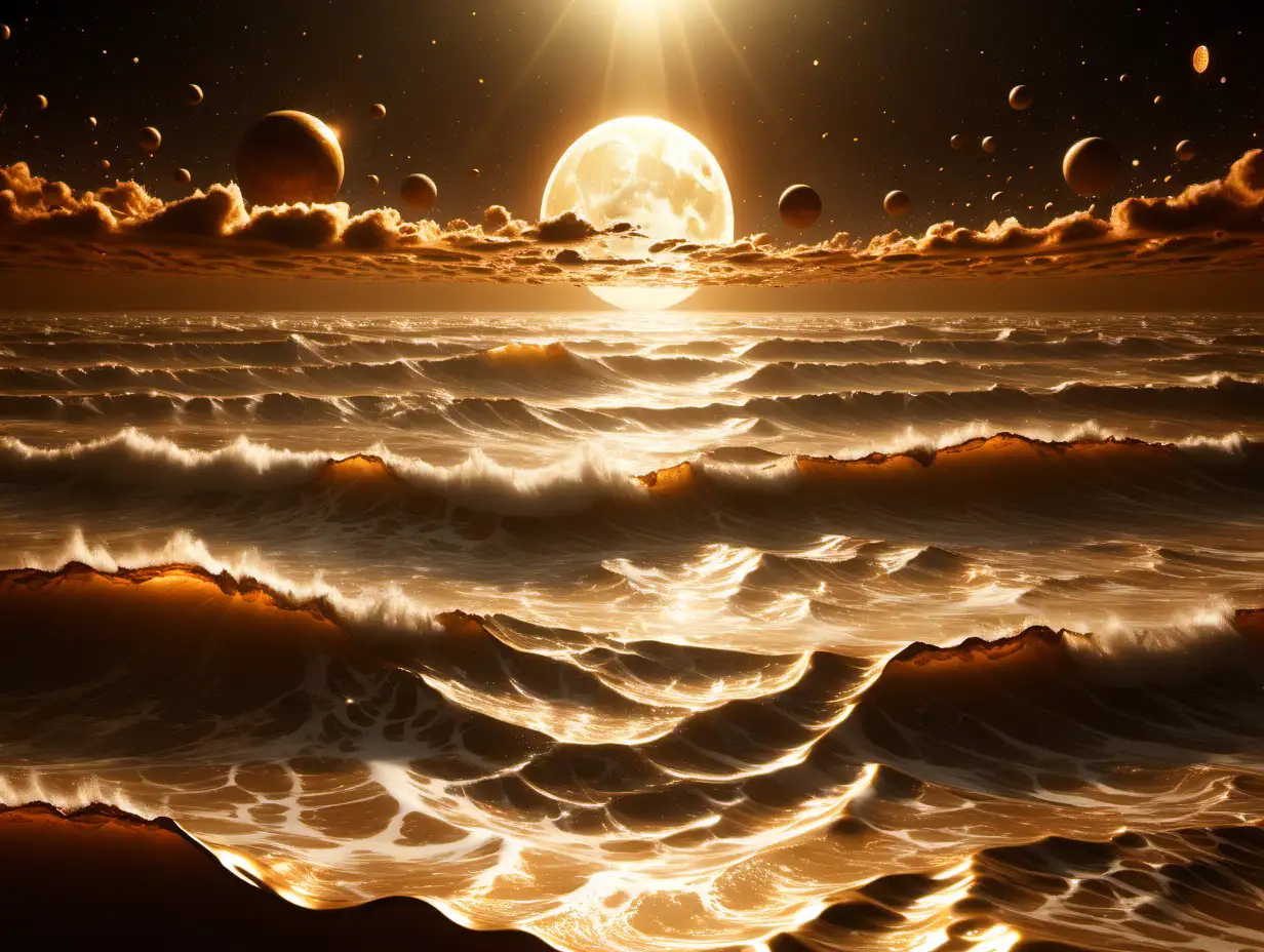 Mesmerizing Gold Ocean and Bronze Space Fusion