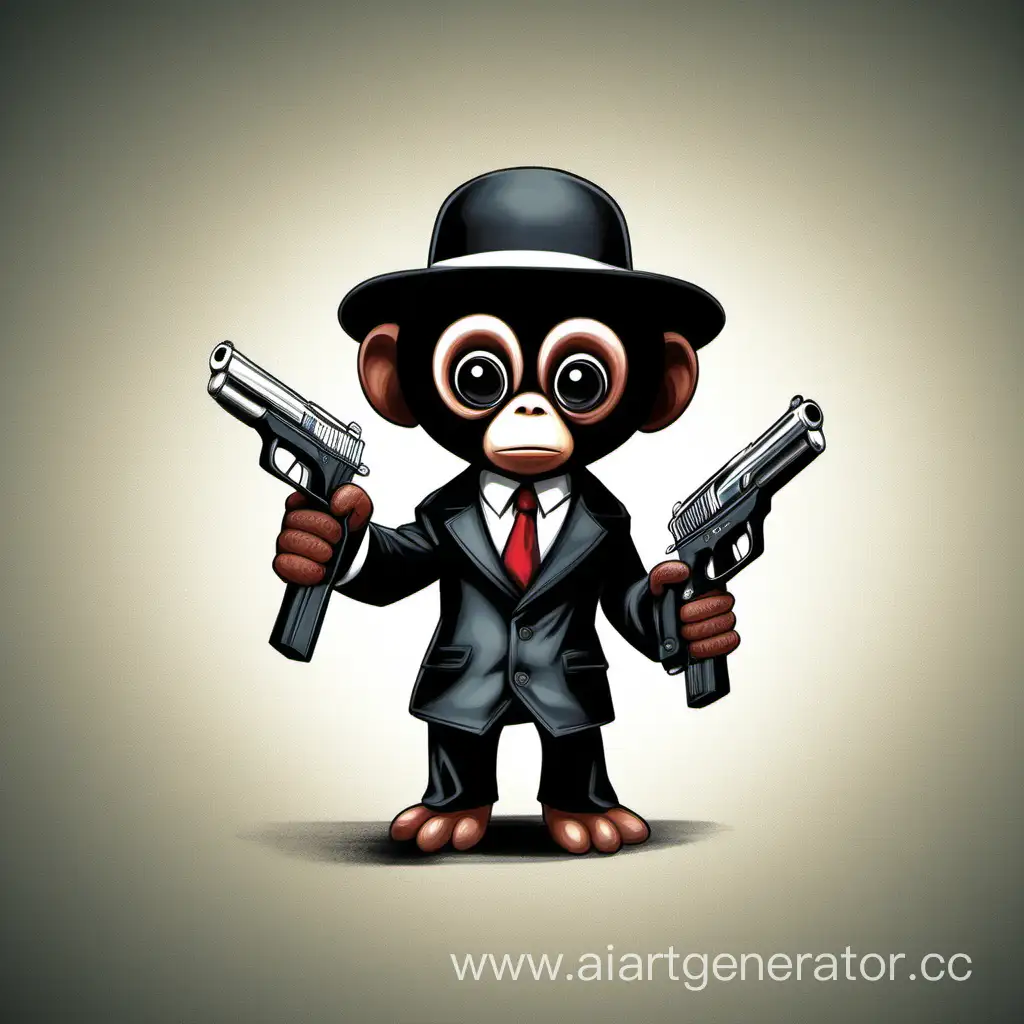 Cheburashka-American-Gangster-with-a-Gun-Robbing-a-Bank