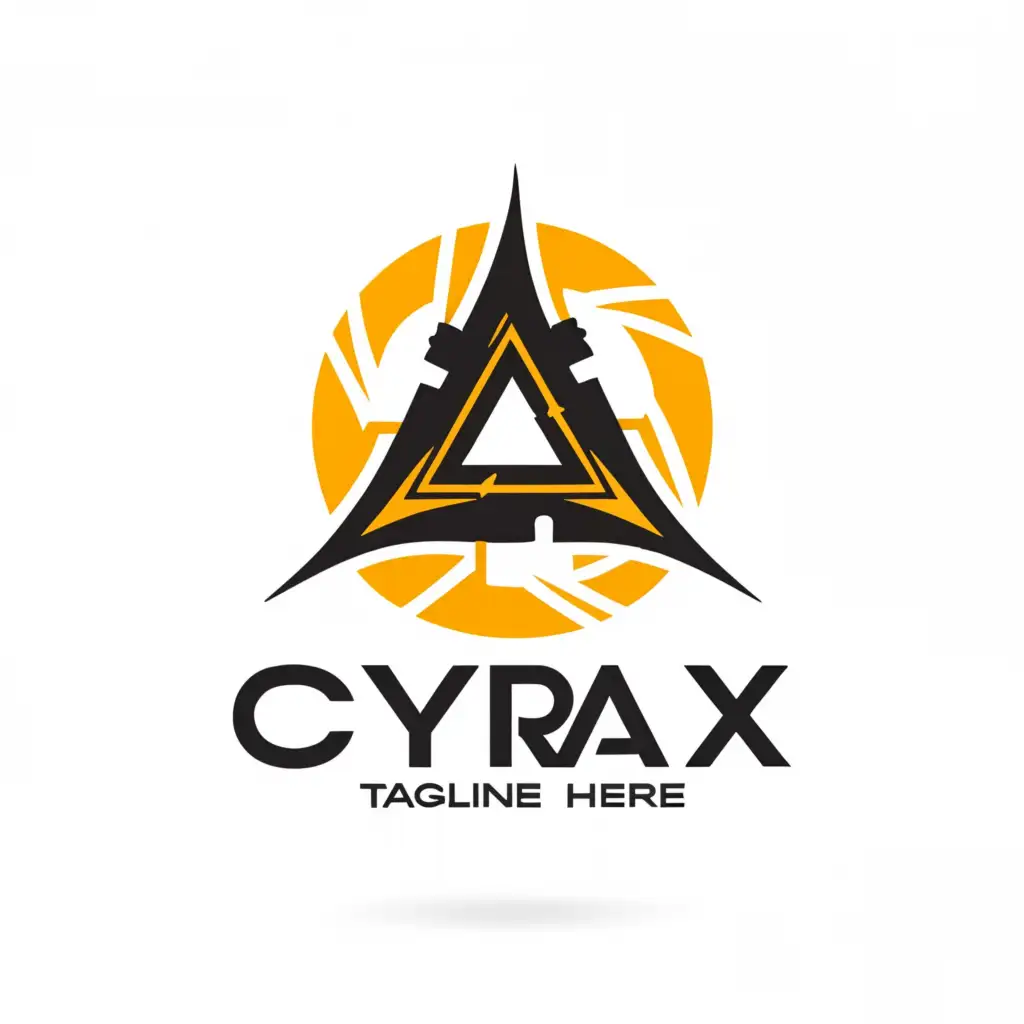 a logo design,with the text "Cyrax", main symbol:Words "C" with triangle evil triads,Moderate,be used in Technology industry,clear background