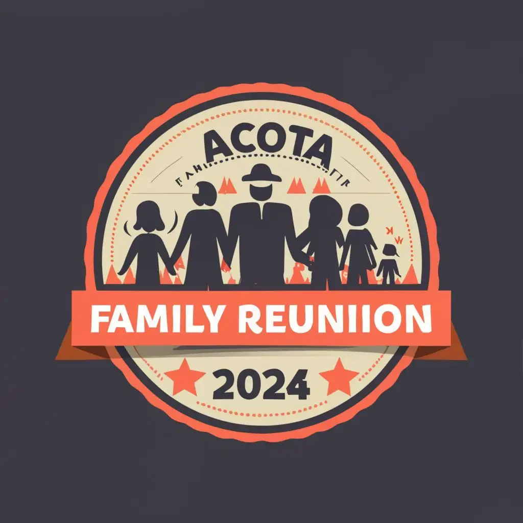 logo, meld typography, icons and illustrations for a memorable family reunion design., with the text "Acosta
Family Reunion 2024", typography, be used in Retail industry