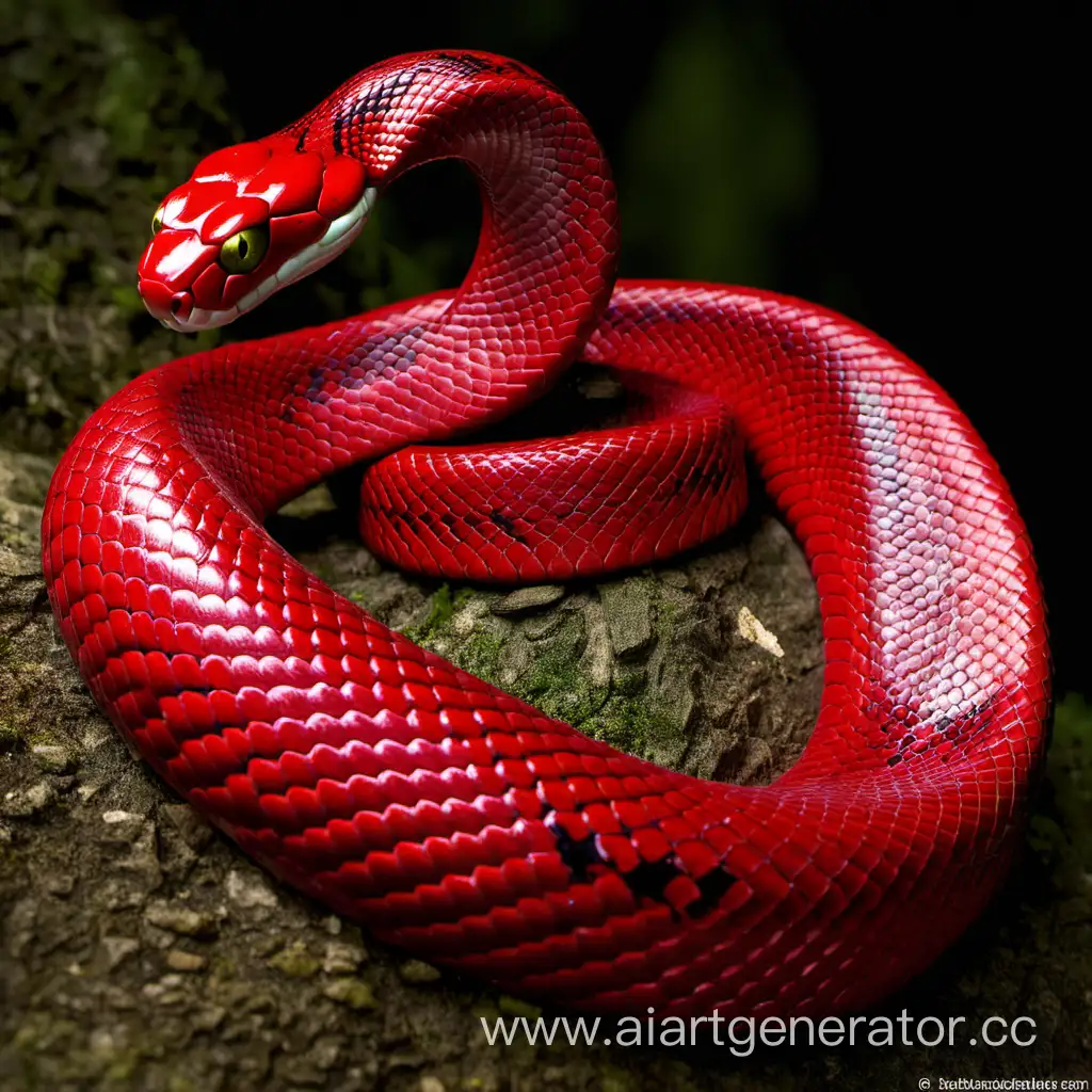 Vibrant-Red-Snake-Coiled-on-Desert-Sand