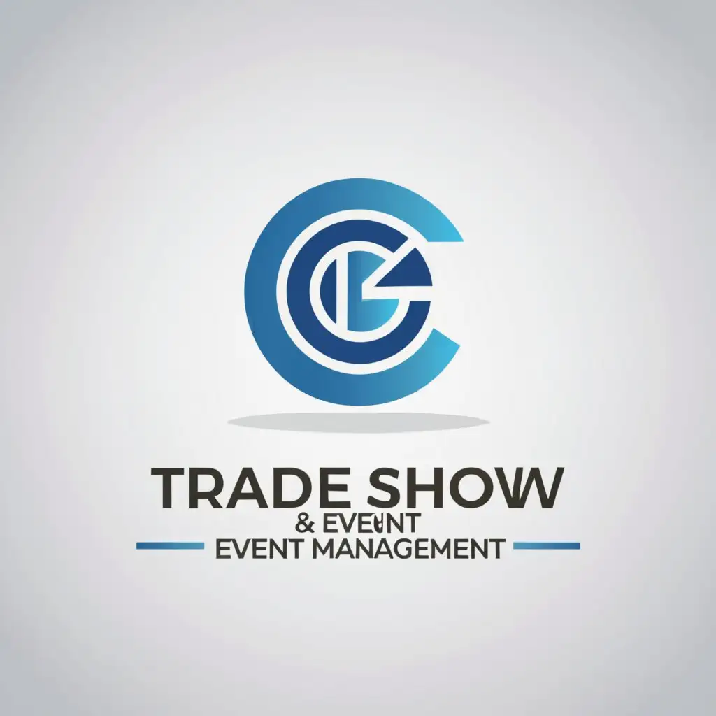a logo design,with the text "trade show & event management", main symbol:circle shape logo in blue colour without background,Moderate,clear background