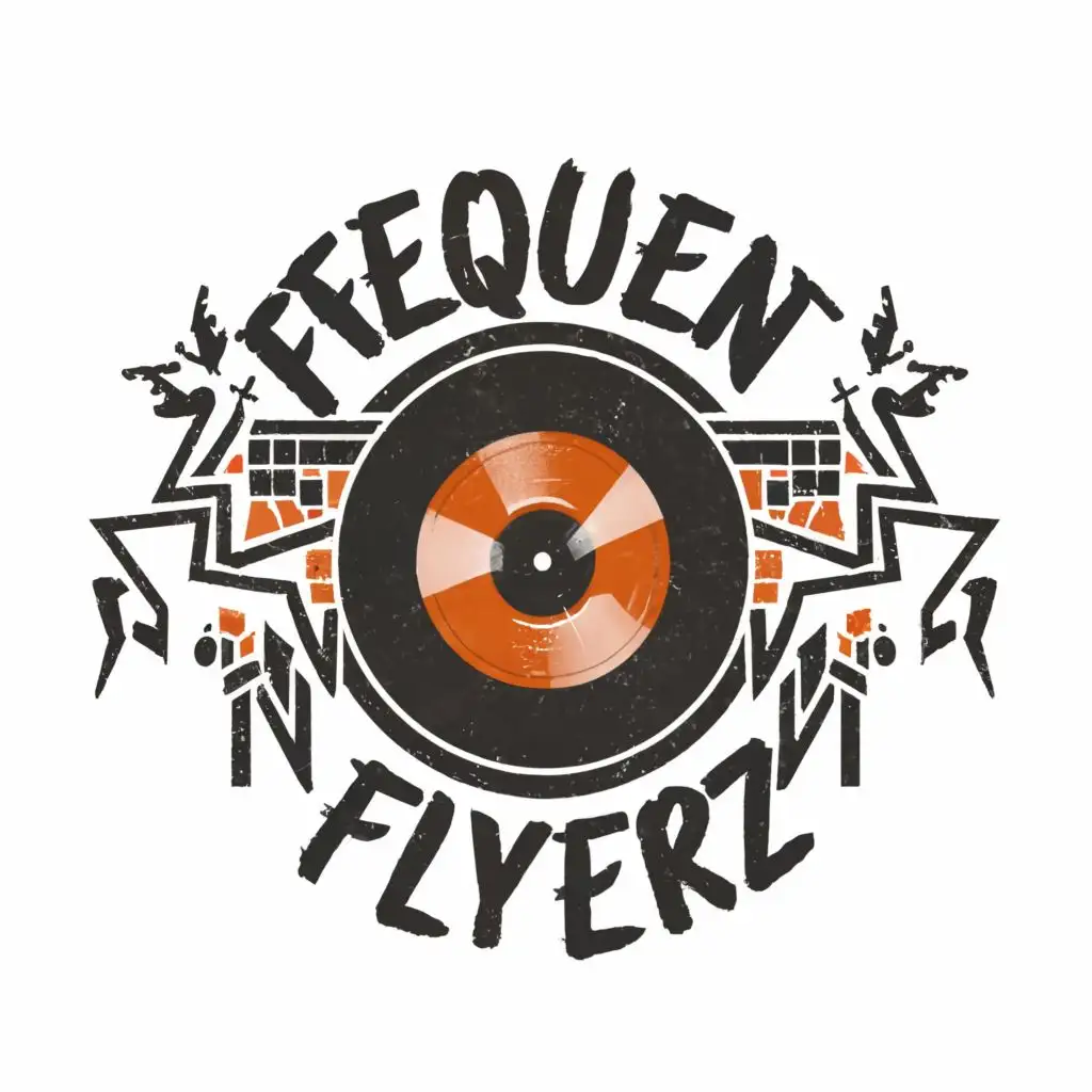 a logo design,with the text "Frequent Flyerz", main symbol:vinyl record,complex,be used in Retail industry,clear background