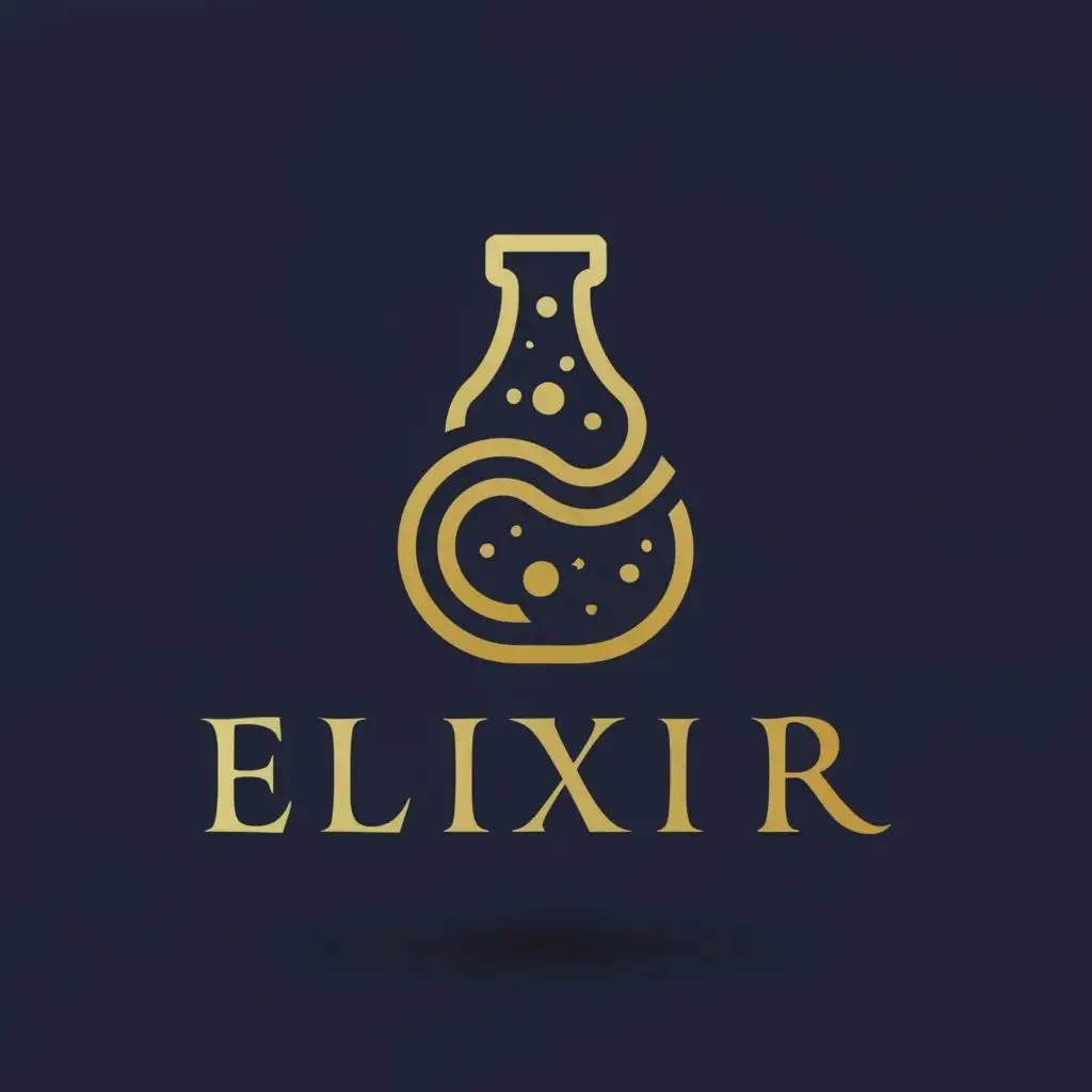 a logo design,with the text "Elixir", main symbol:potion,Moderate,clear background