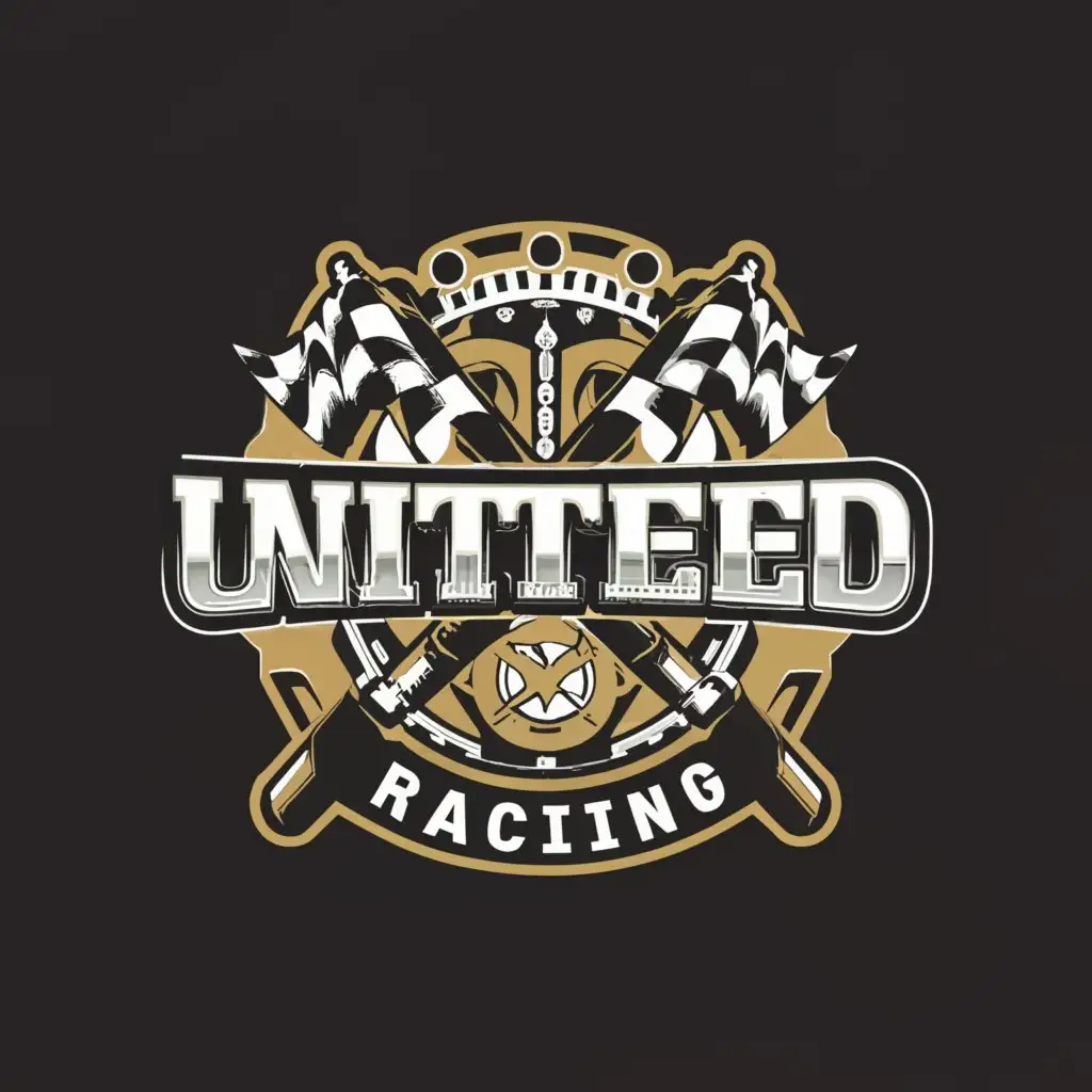 a logo design,with the text "United Racing", main symbol:Crest with some kind of filler relating to racing and motorsports,complex,be used in Automotive industry,clear background