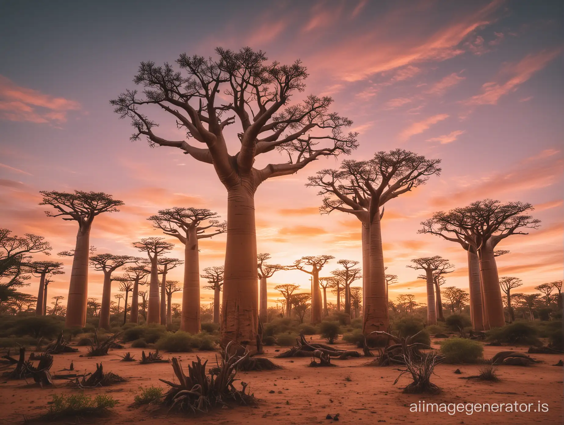 Magical forest of giant baobabs in Madagascar