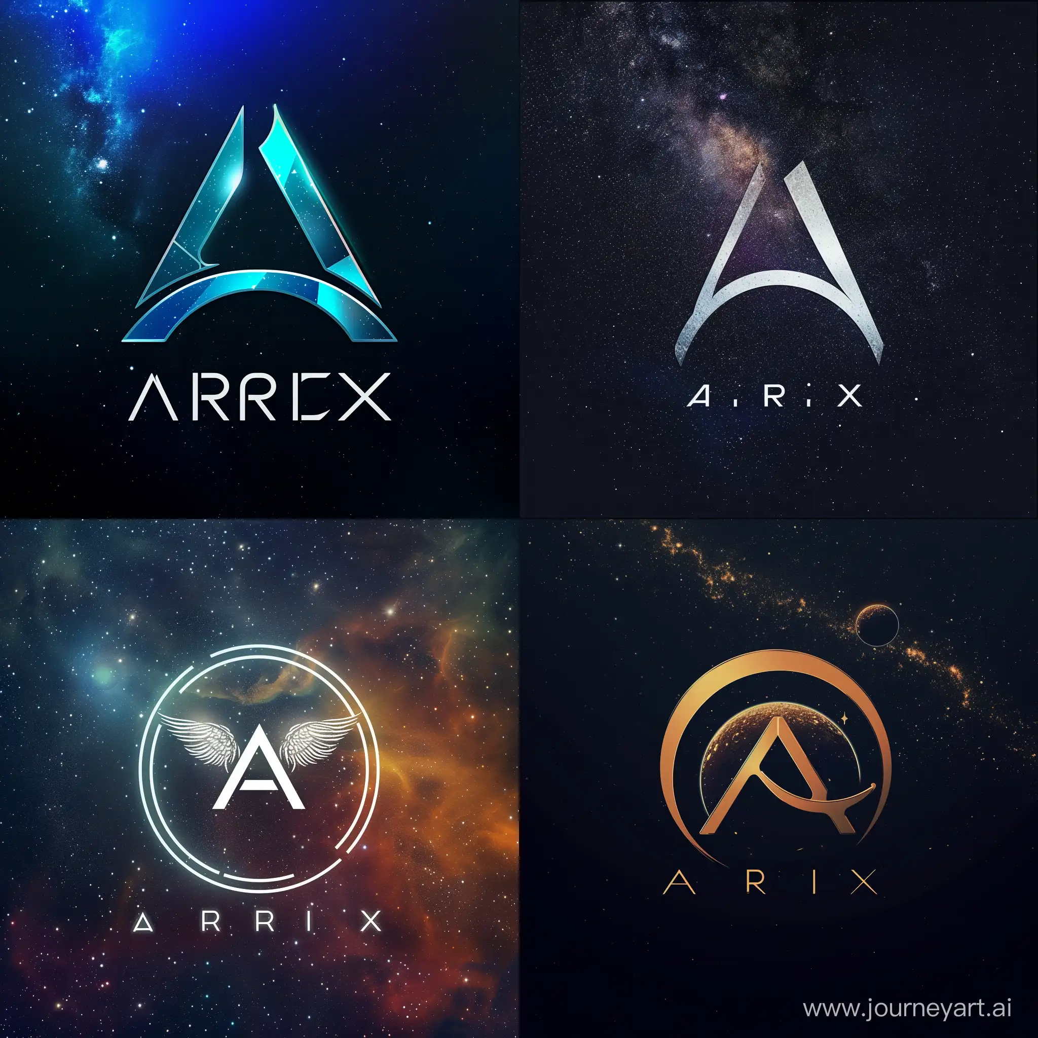 Make a logo for (Arix) in space