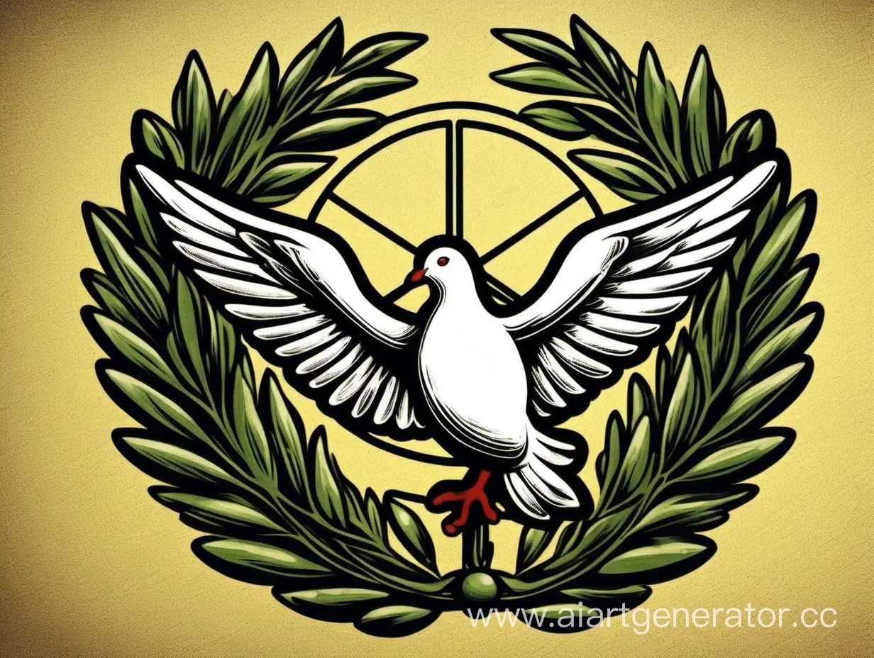 Эмблема политической партии на которой  изображен символ, миролюбия такой как голубь мира или оливковая ветвь.