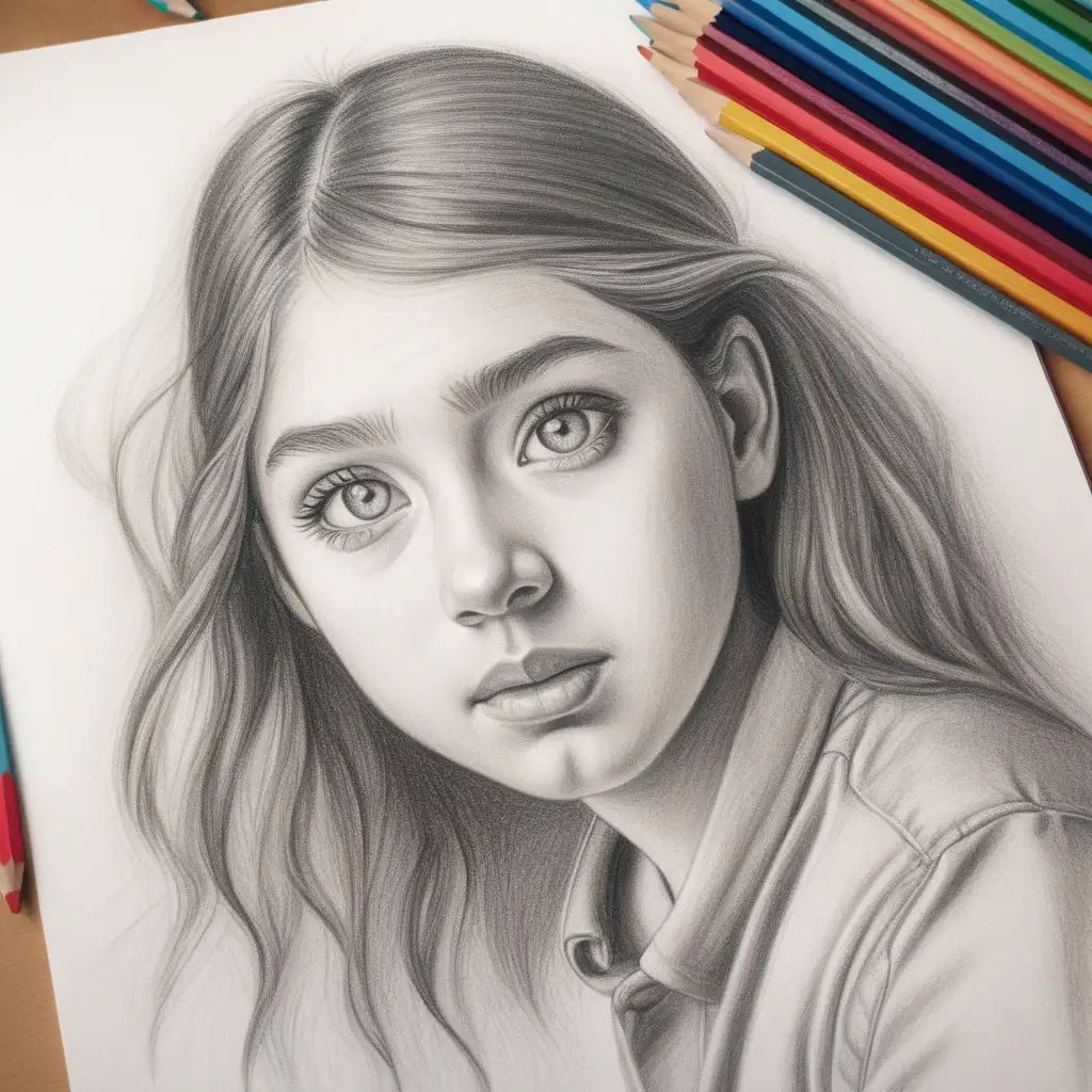 Girl Color Pencil Drawing By Morgan Davidson 4 - Full Image