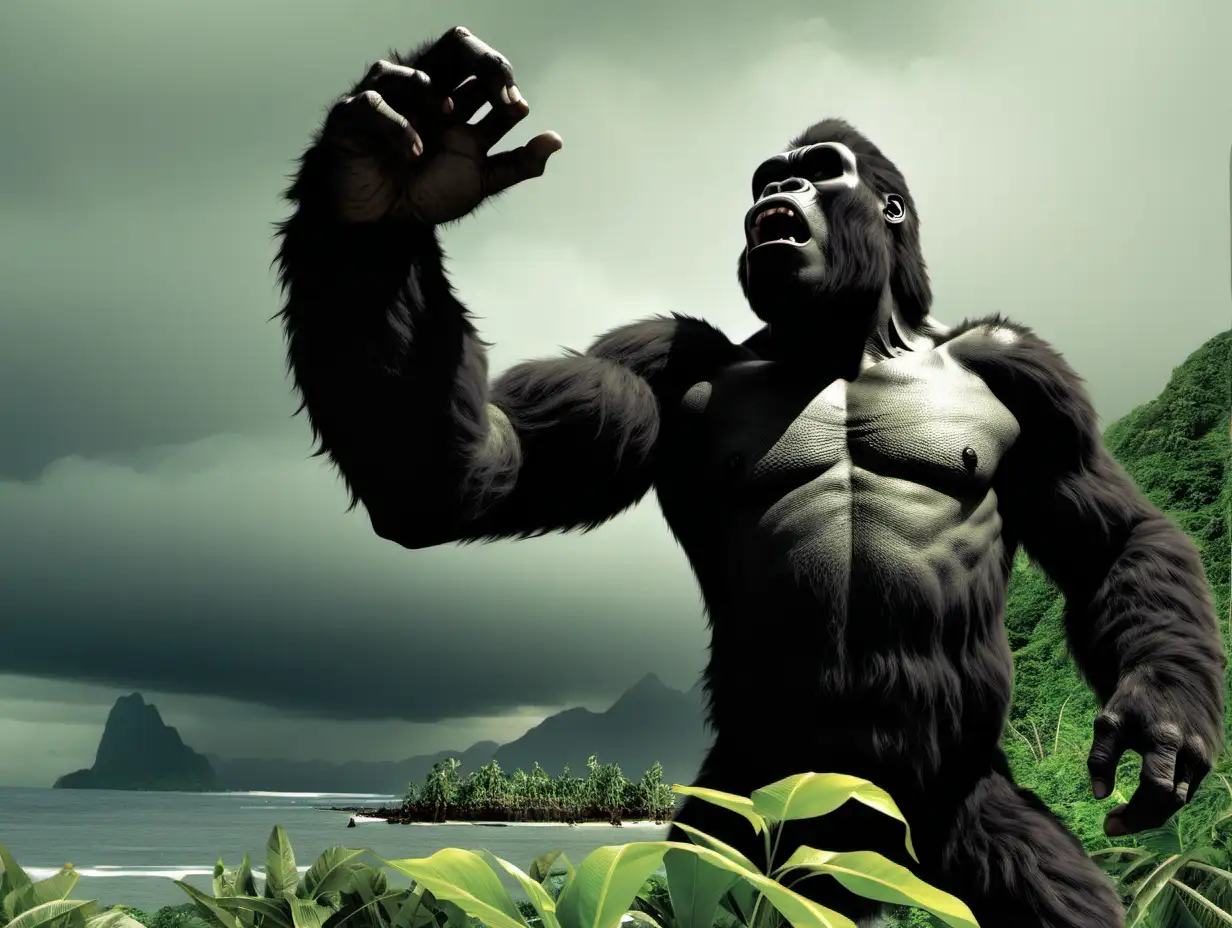 Majestic King Kong Roaming the Enchanted Isle of Lost Souls