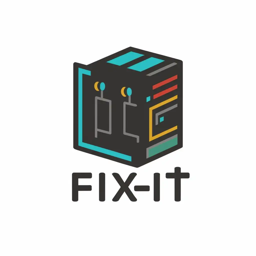 a logo design,with the text "Fix - IT", main symbol:Computer,Minimalistic,be used in Technology industry,clear background