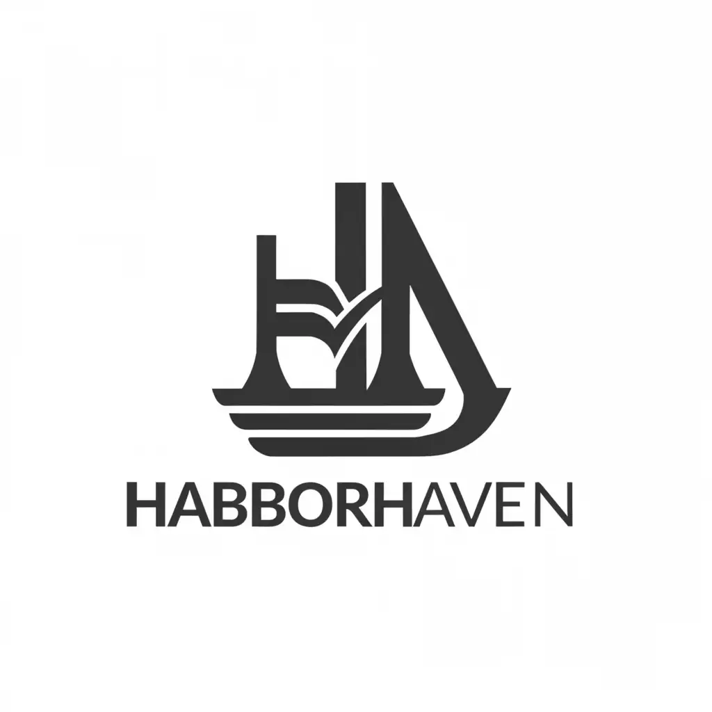 a logo design,with the text "Haborhaven", main symbol:ships, HH, ,Moderate,be used in Legal industry,clear background