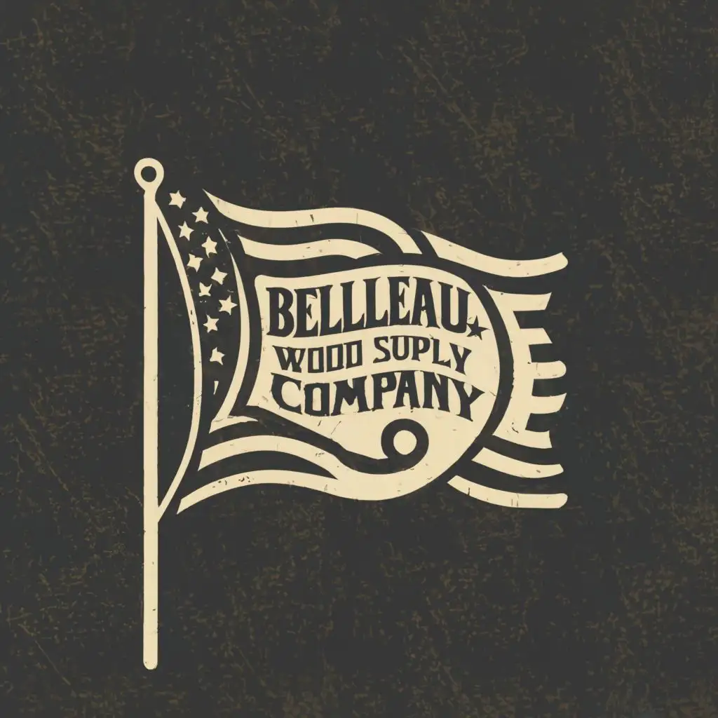 LOGO-Design-For-Belleau-Wood-Supply-Company-Rustic-Elegance-with-Waving-Flag-and-Distinct-Typography