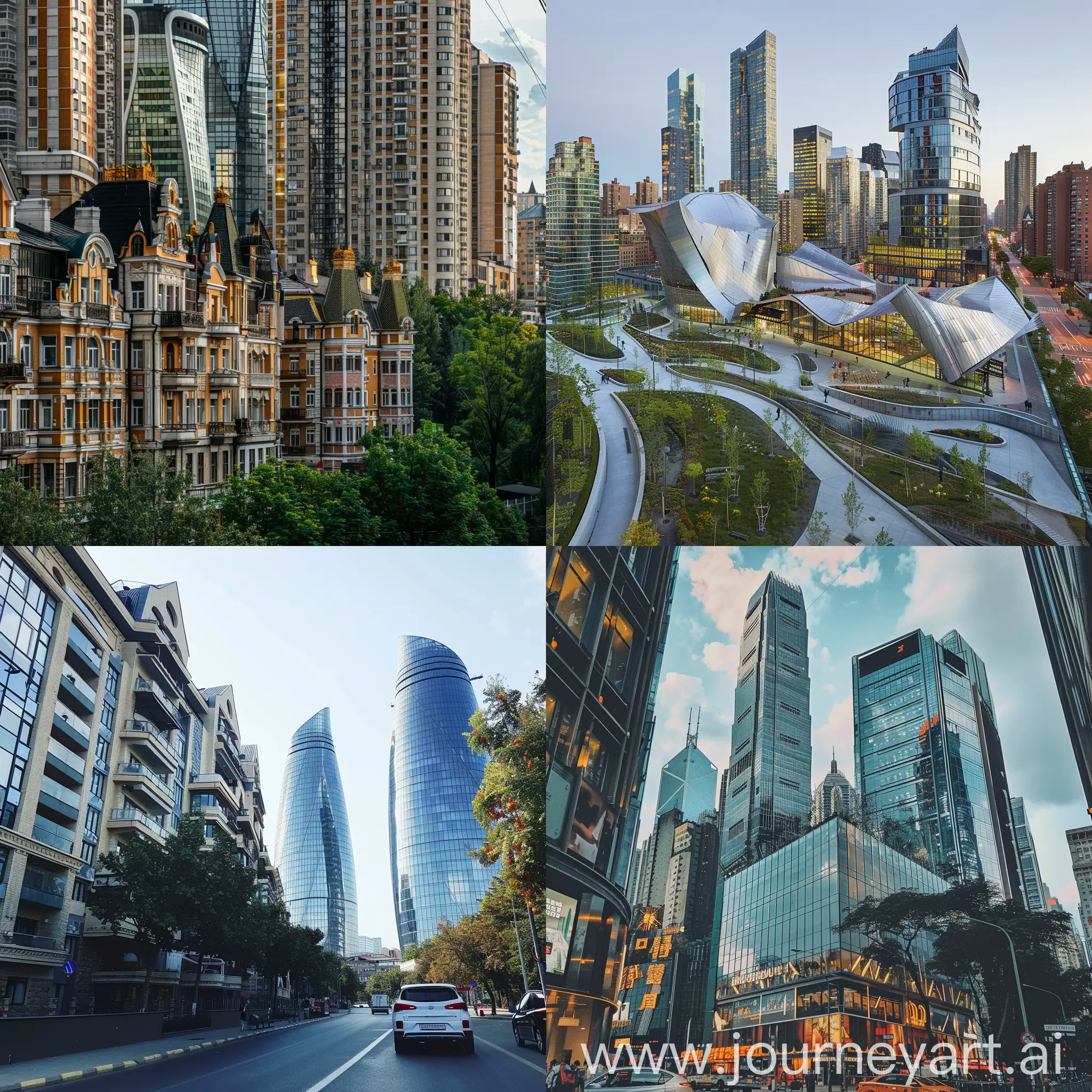 Beautiful city, every building is a unique architectural masterpiece, mix of ultramodern and traditional buildings