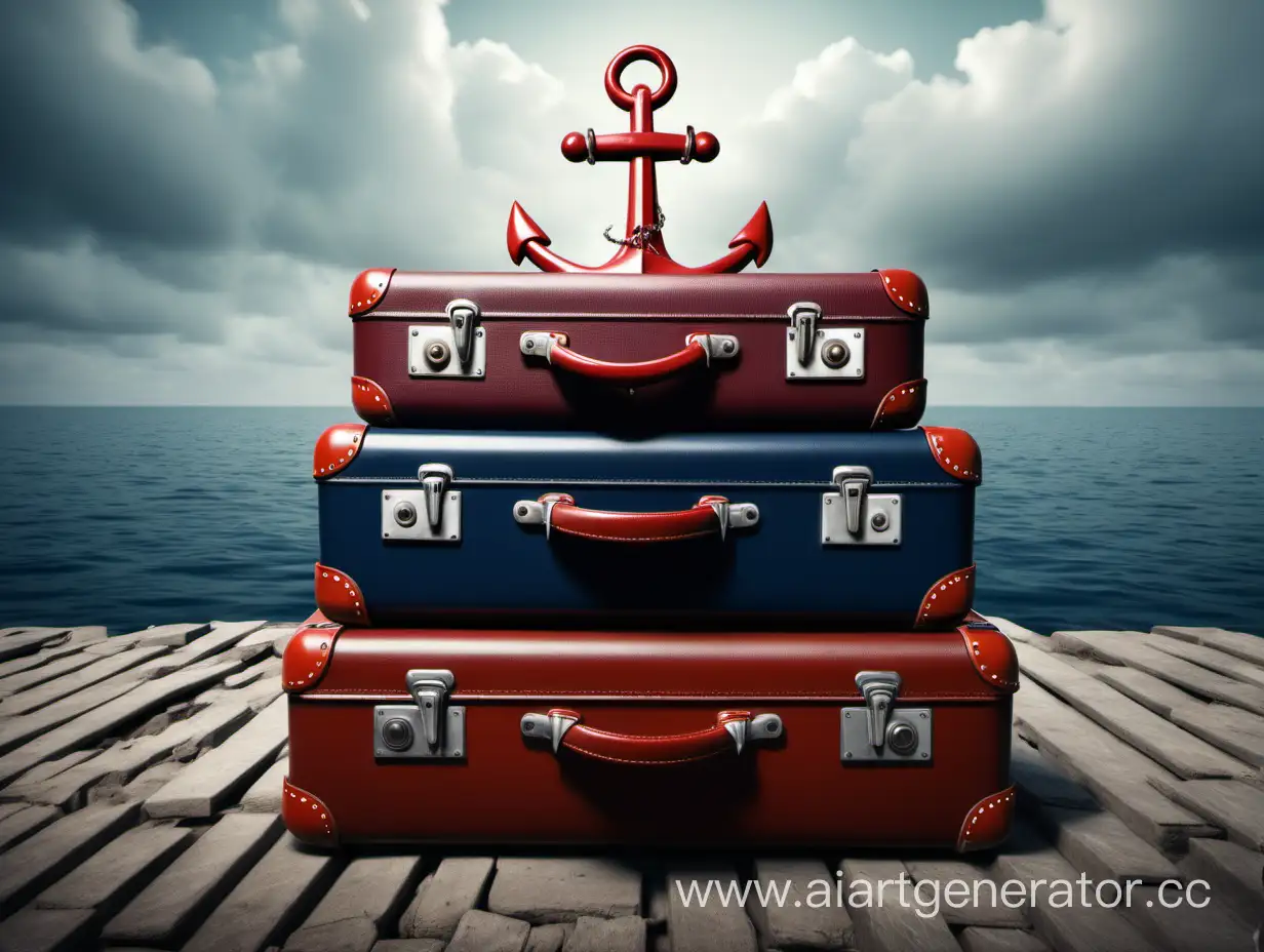 Piled-Suitcases-with-Anchor-Travel-Adventure-Nautical-Theme