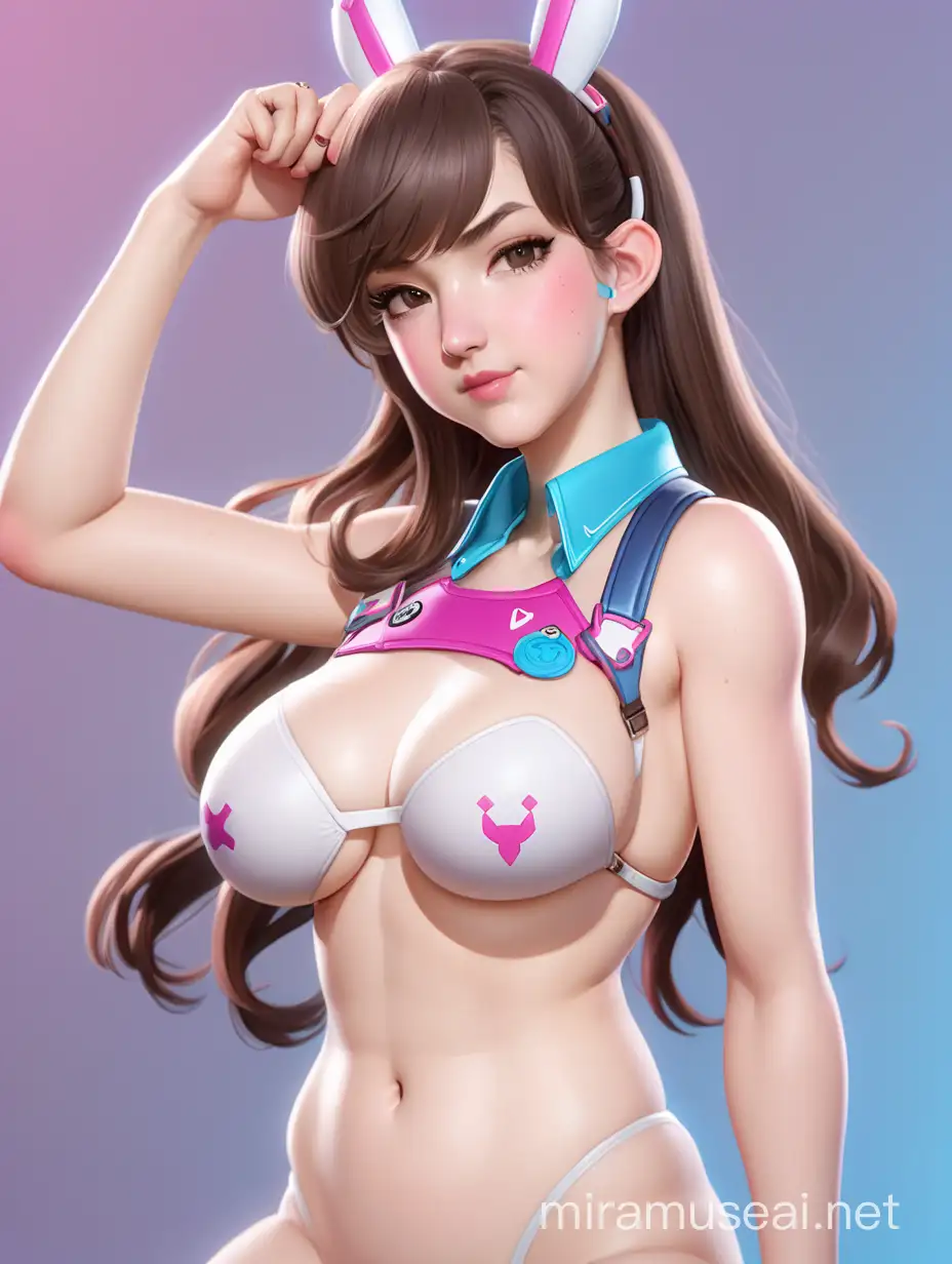 d.va from overwatch wearing a cute casual outfit,  nude, naked