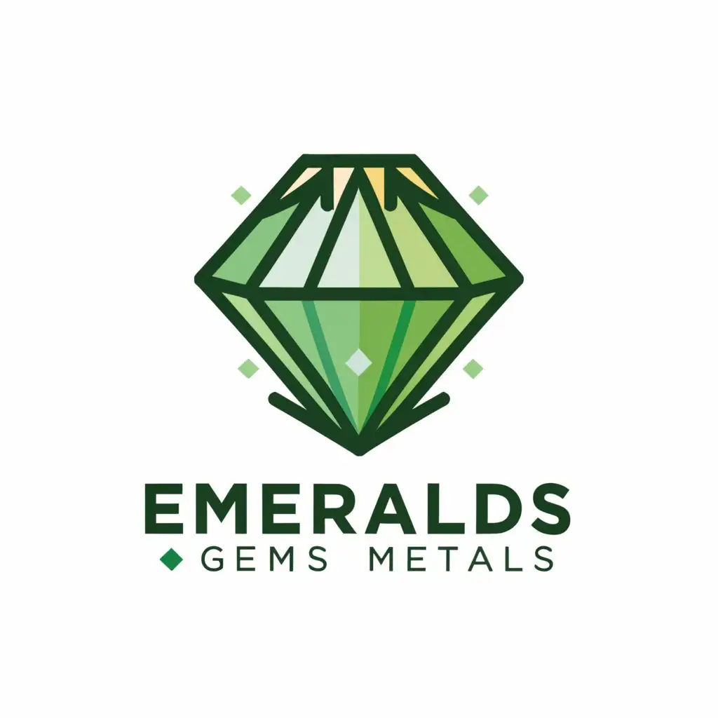 a logo design,with the text "Emeralds gems metals", main symbol:Gemstones,Minimalistic,be used in Retail industry,clear background