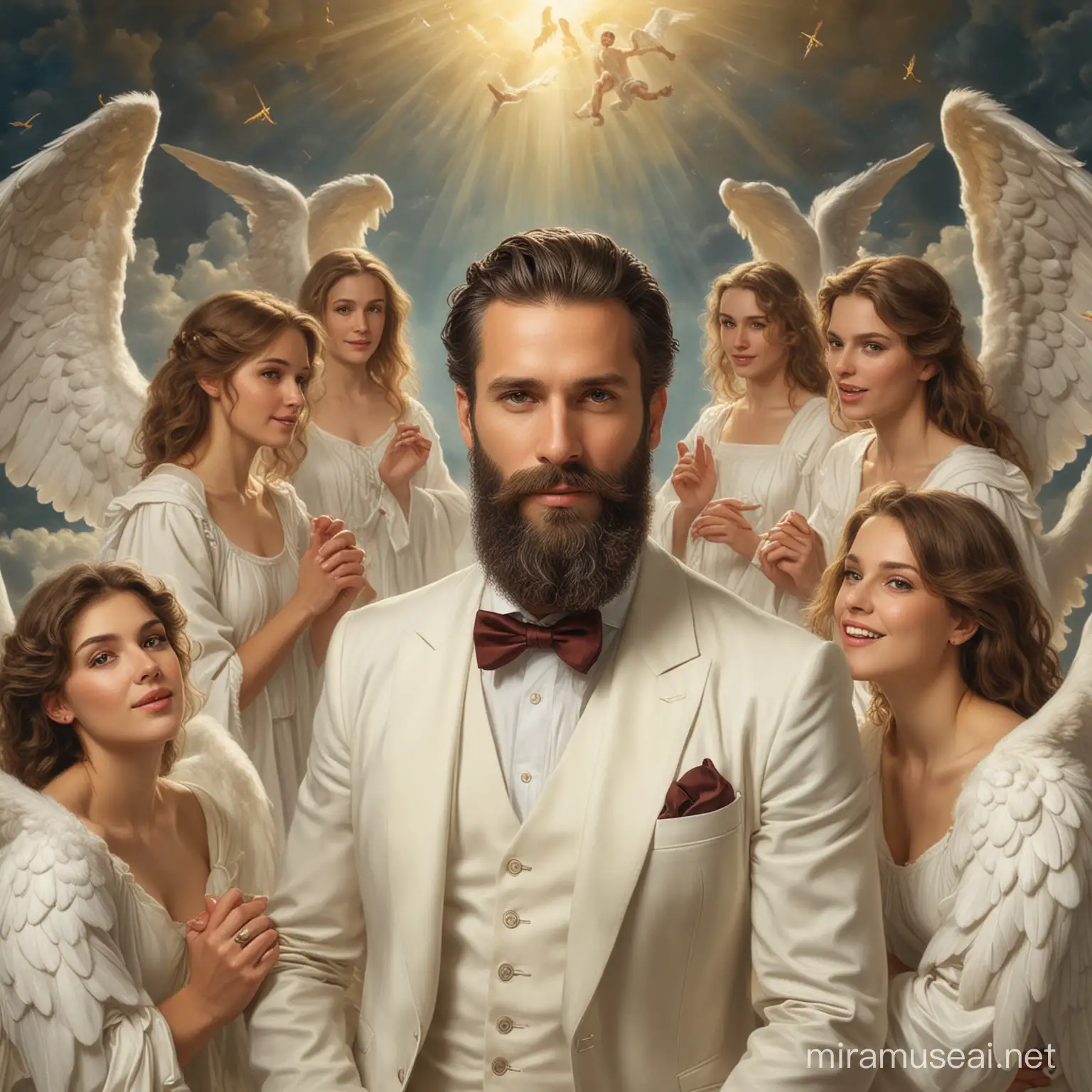 Bearded Gentleman Surrounded by Celestial Angels