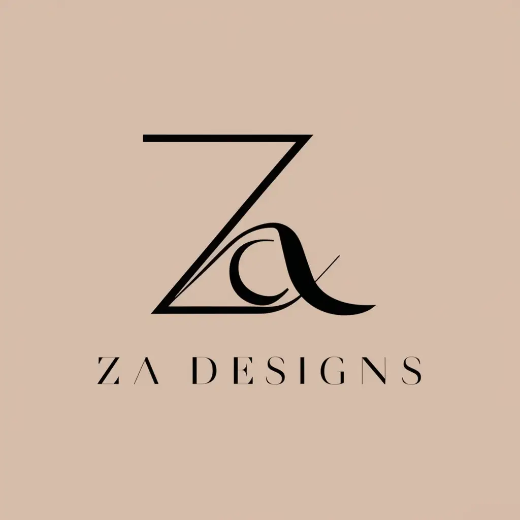 an luxurious minimalist brand logo for 'ZA Designs'; beige and black colour palette