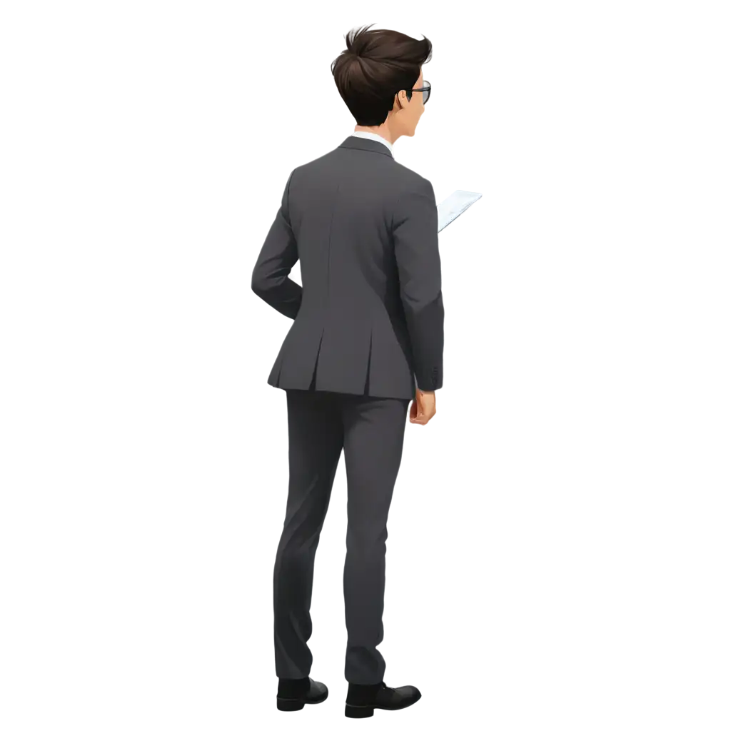 vector image, An  accountant standing empty handed, back view, illustration 

