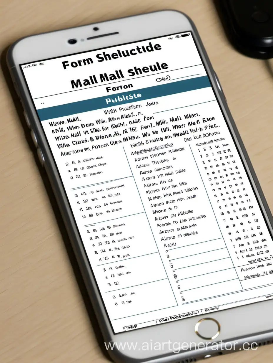 phone for publication with form about mall schedule