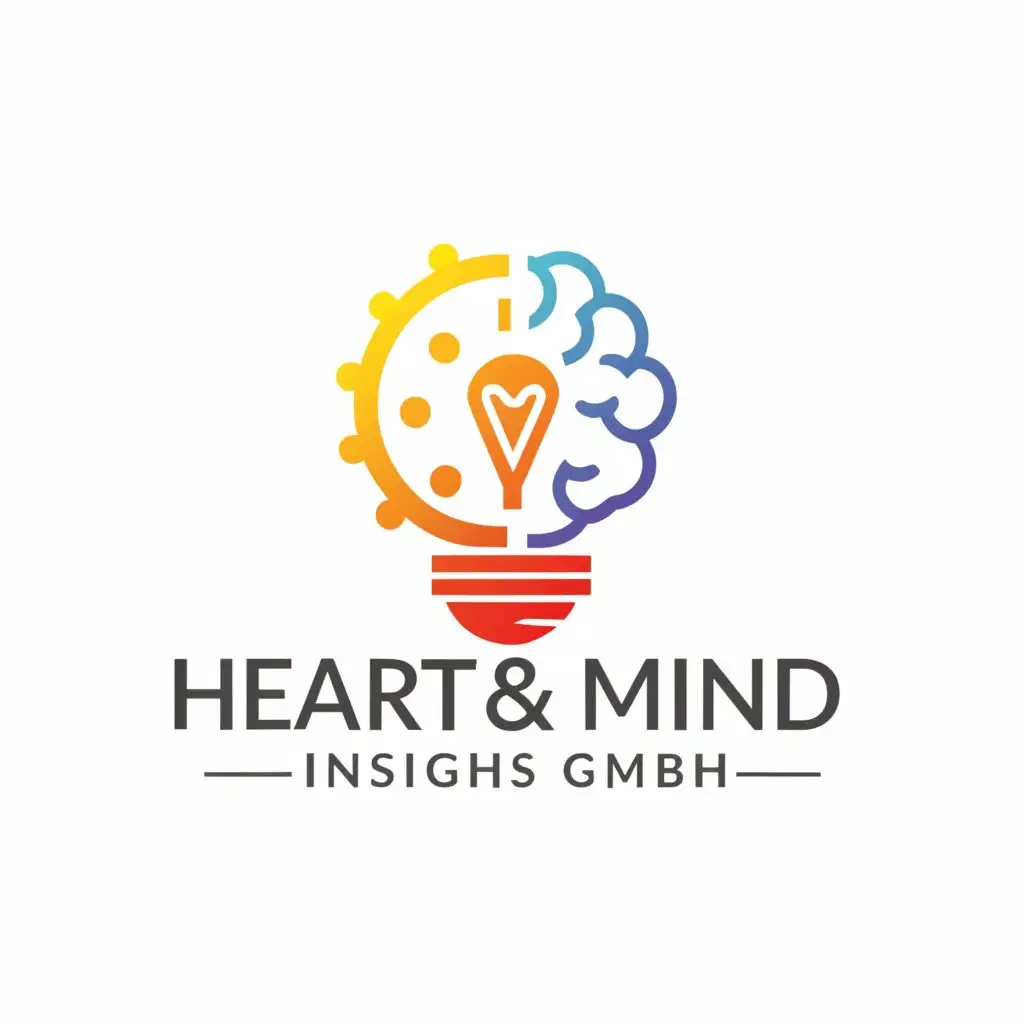 a logo design,with the text "Heart & Mind Insights GmbH,", main symbol:logo need with a light bulb, a brain and a heart,,Moderate,clear background