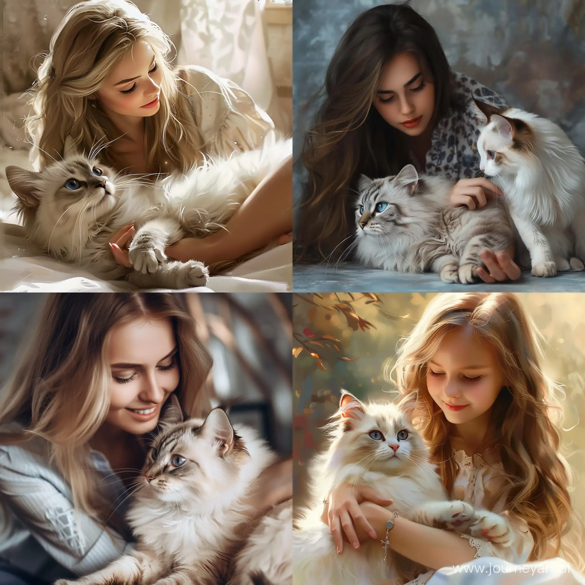 一个，漂亮的，17岁，姑娘，在逗一只布偶猫