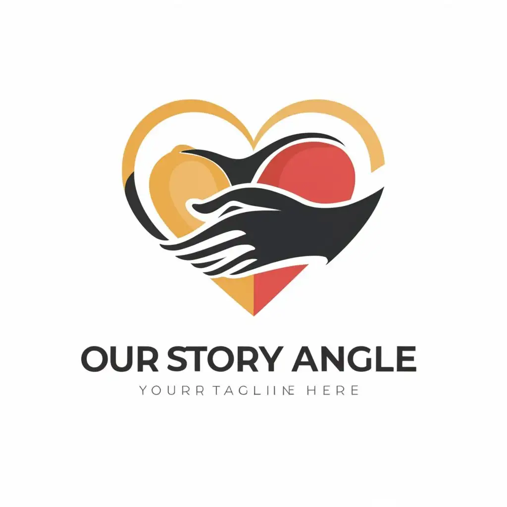 a logo design,with the text "Our Story Angle", main symbol:Heart with hand hugging,Moderate,clear background