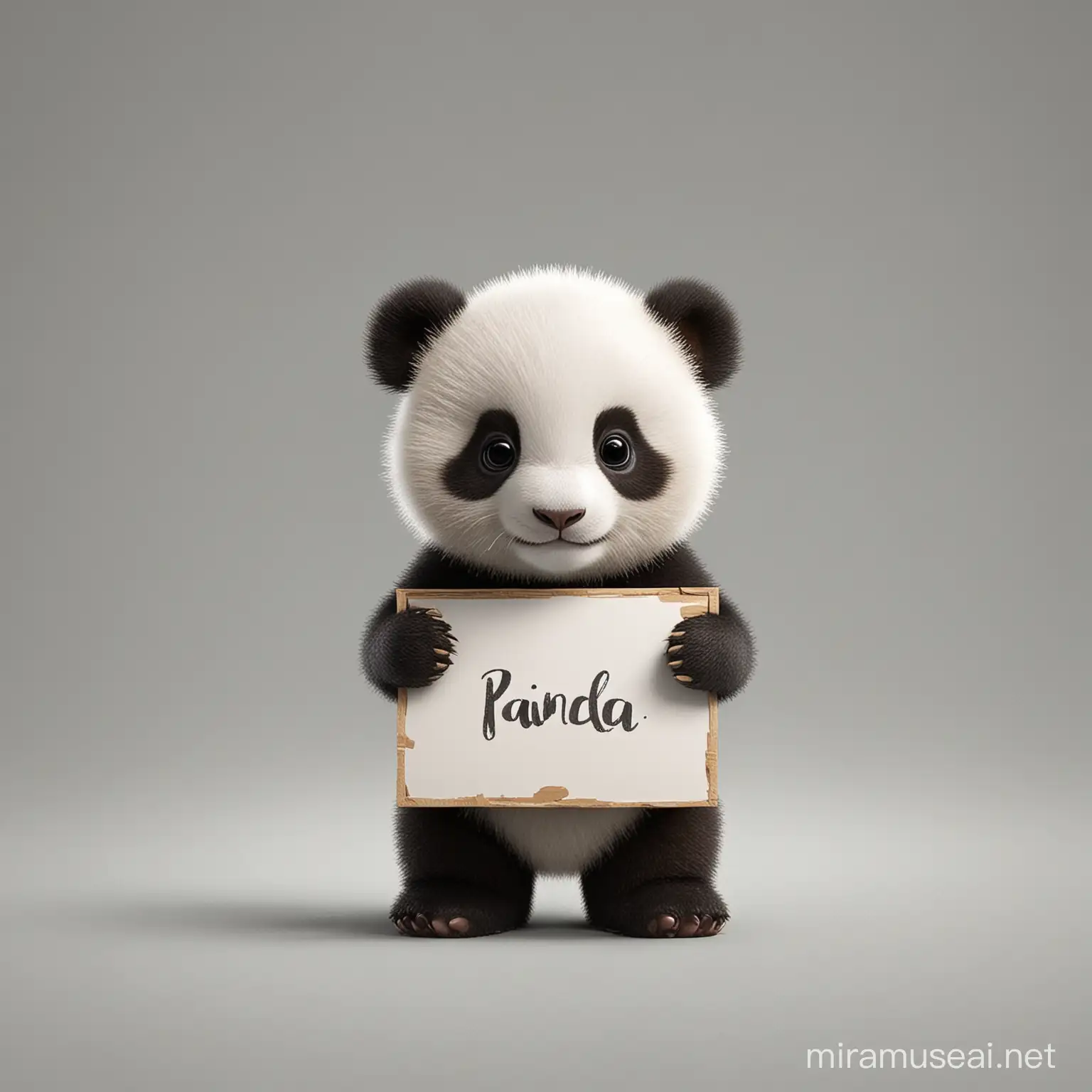 Adorable Baby Panda Holding a Sign for Conservation Awareness