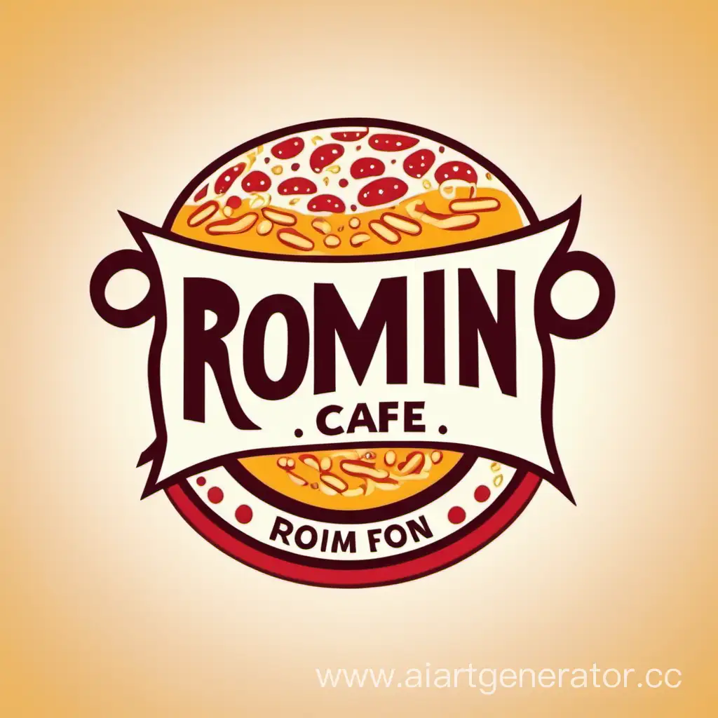Логотип кафе фаст фуда с названием ROMIN