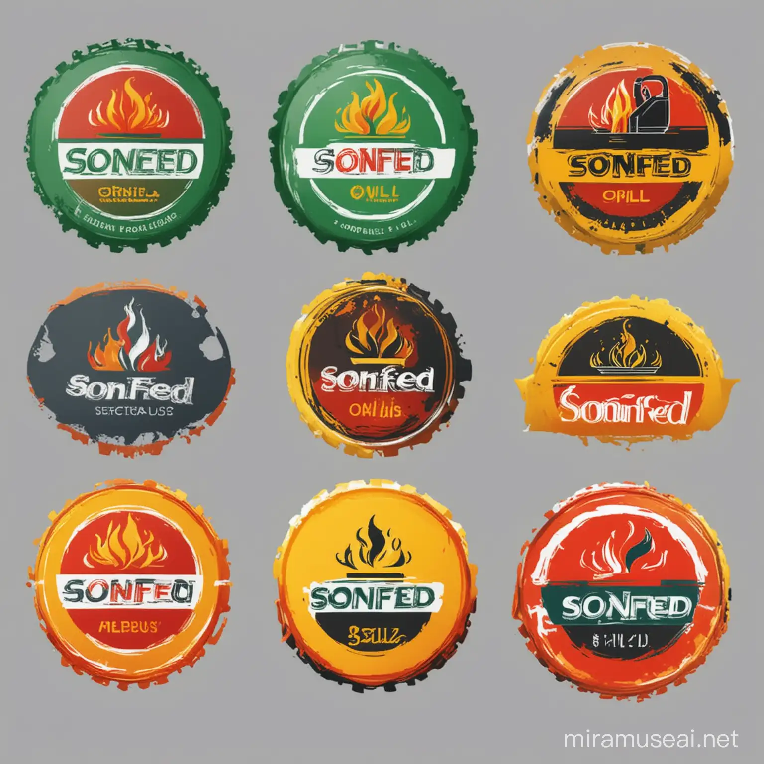 Please can you suggest 5 variants of a brand logo for a company called "Sonfed Oil", which mainly deals with fuels.