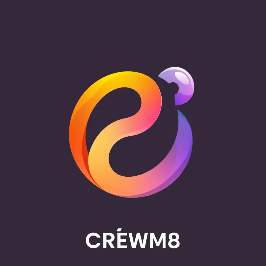 logo, ios logo, a sophisticated iOS app logo for 'crewm8' with a horizontal number '8' on its side boasting a seamless orange-to-light-purple gradient, integrating subtle space helmet by replacing one of the loops in the '8', ensuring a sleek and modern design that subtly alludes to collaboration in a tech-savvy environment, white background, with the text "crewm8", typography, be used in Internet industry